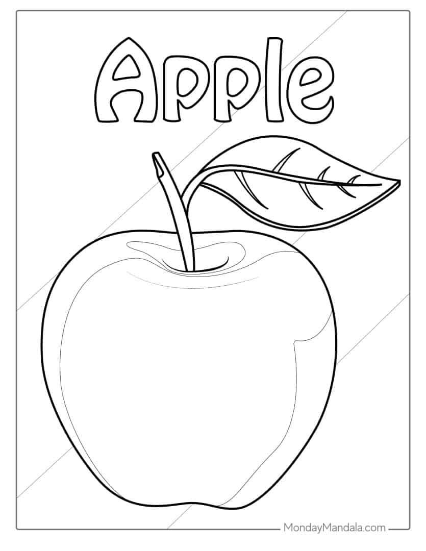 20 Apple Coloring Pages Free PDF Printables