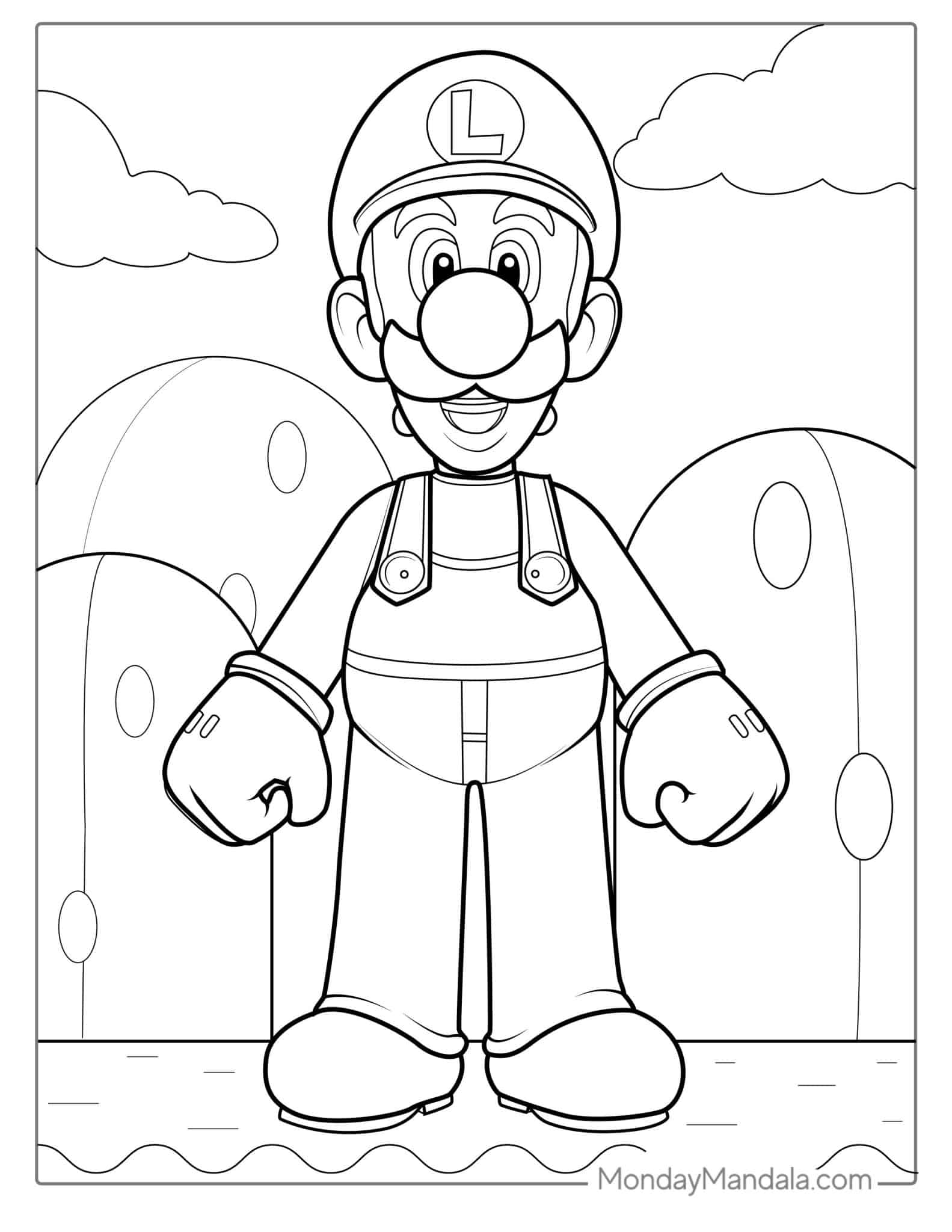 20 Cute Luigi Coloring Pages Free PDF Printables