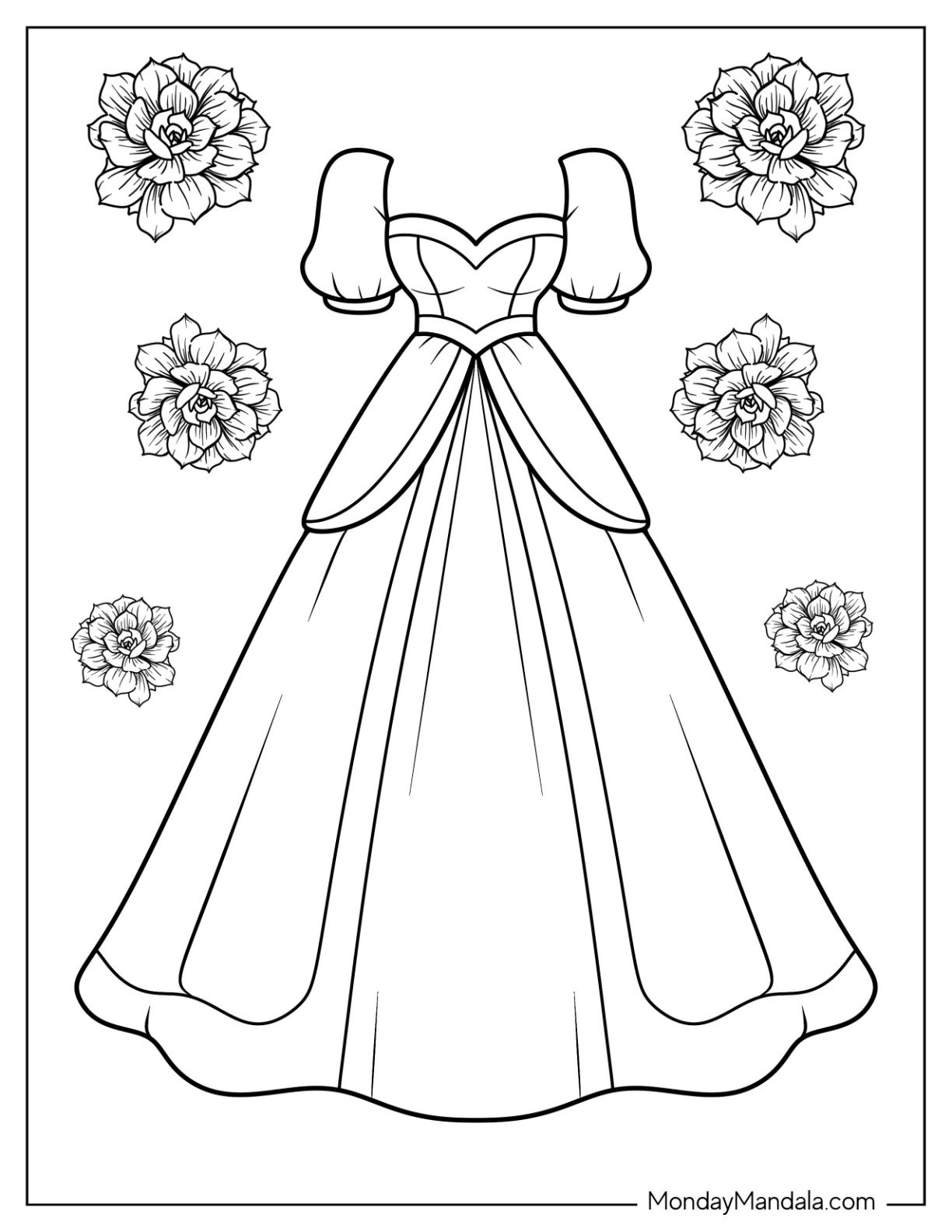 20 Dress Coloring Pages Free PDF Printables