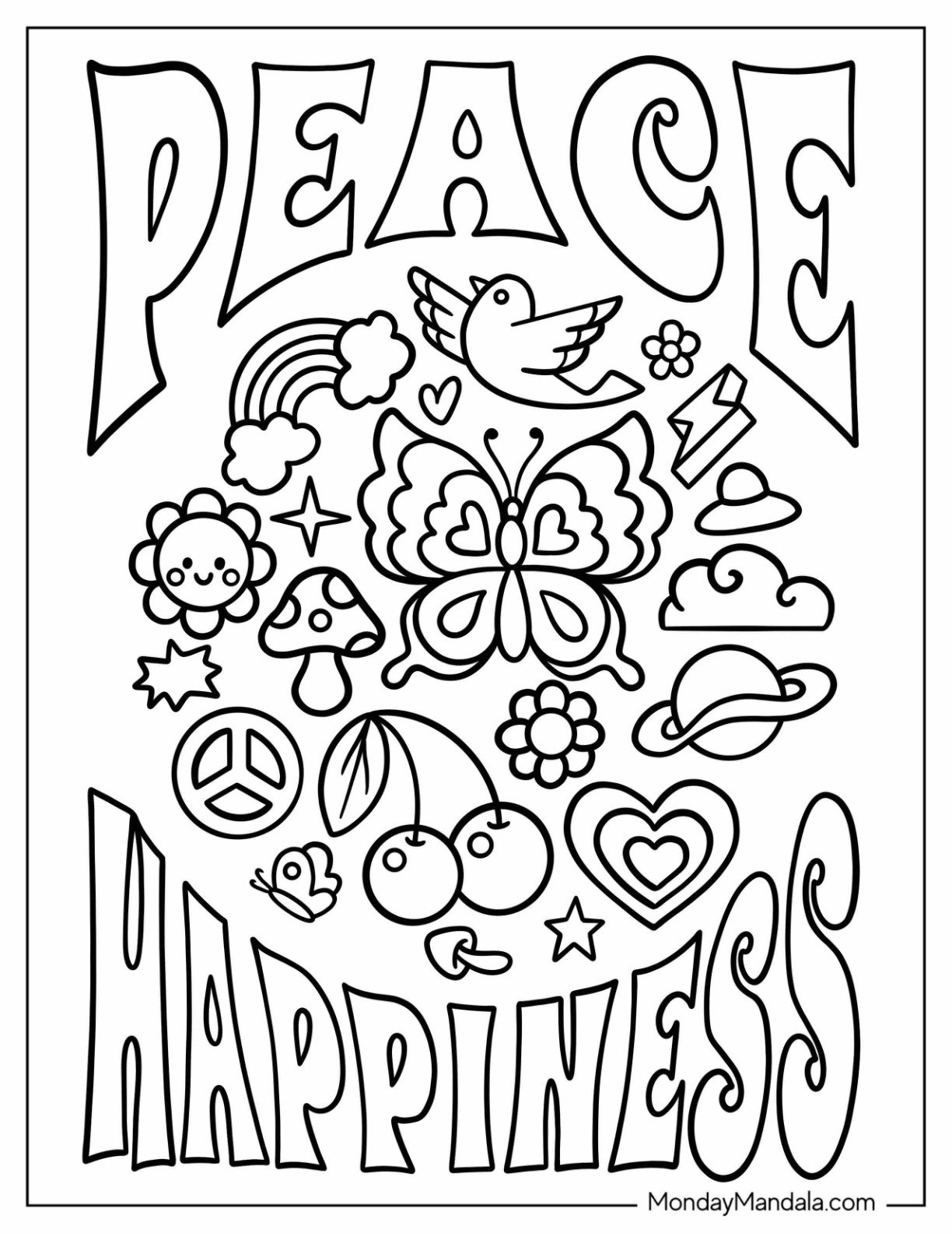 20 Hippie Coloring Pages Free PDF Printables