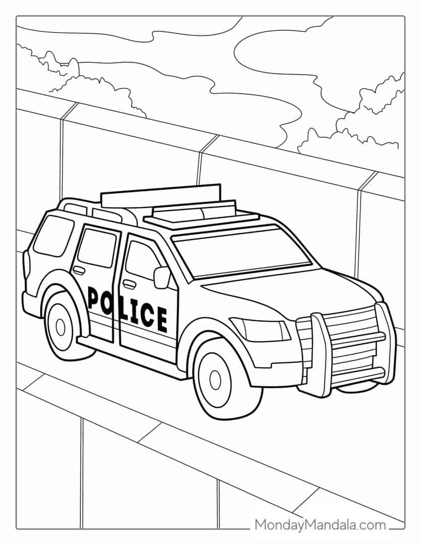 20 Police Car Coloring Pages Free PDF Printables