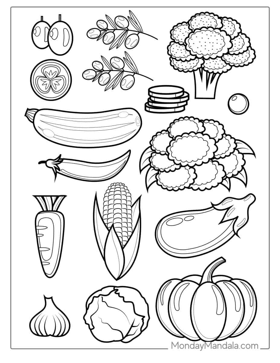 24 Vegetable Coloring Pages Free PDF Printables