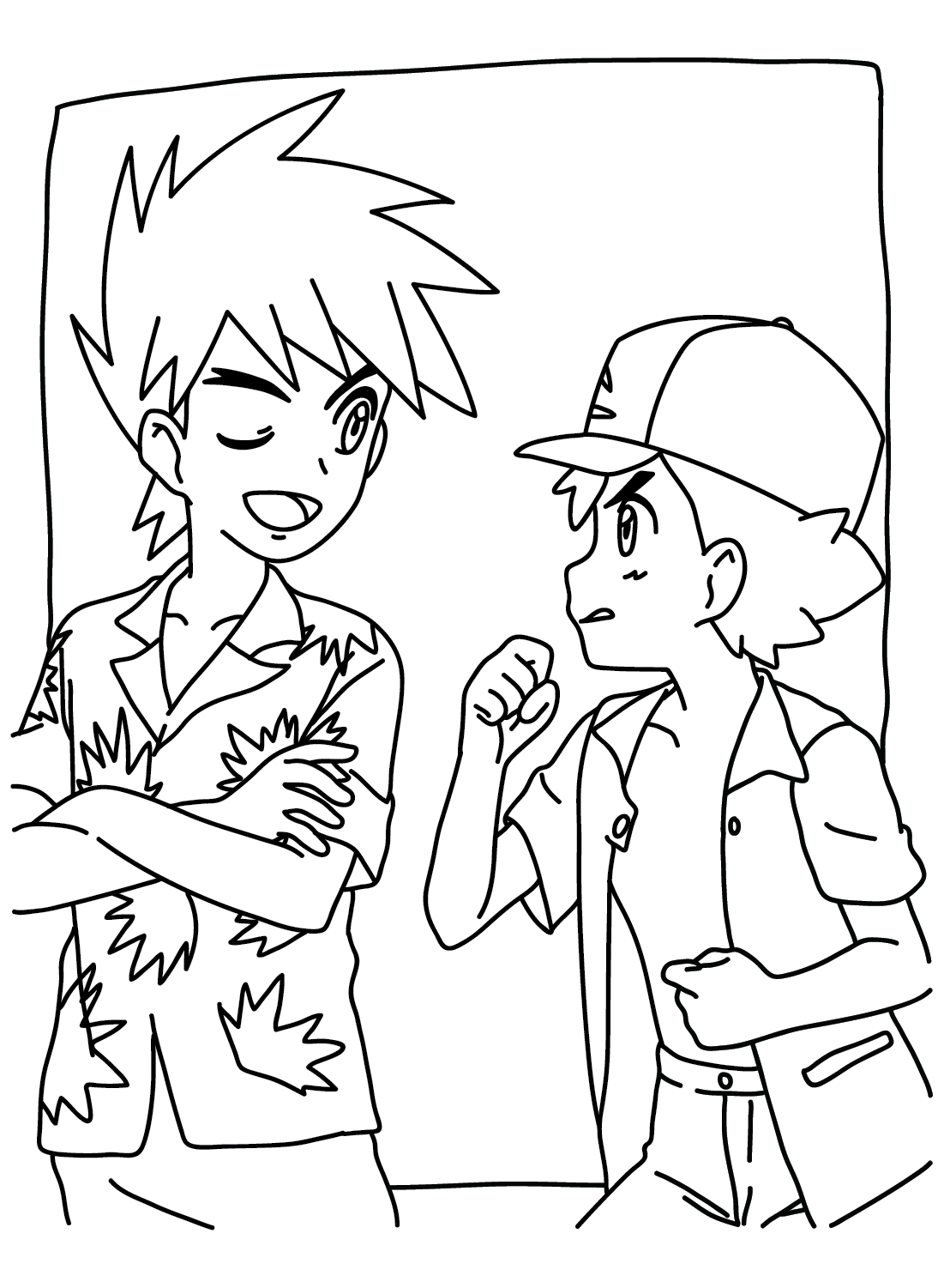 Ash Gary Oak Pokemon Coloring Page Free Printable Coloring Pages