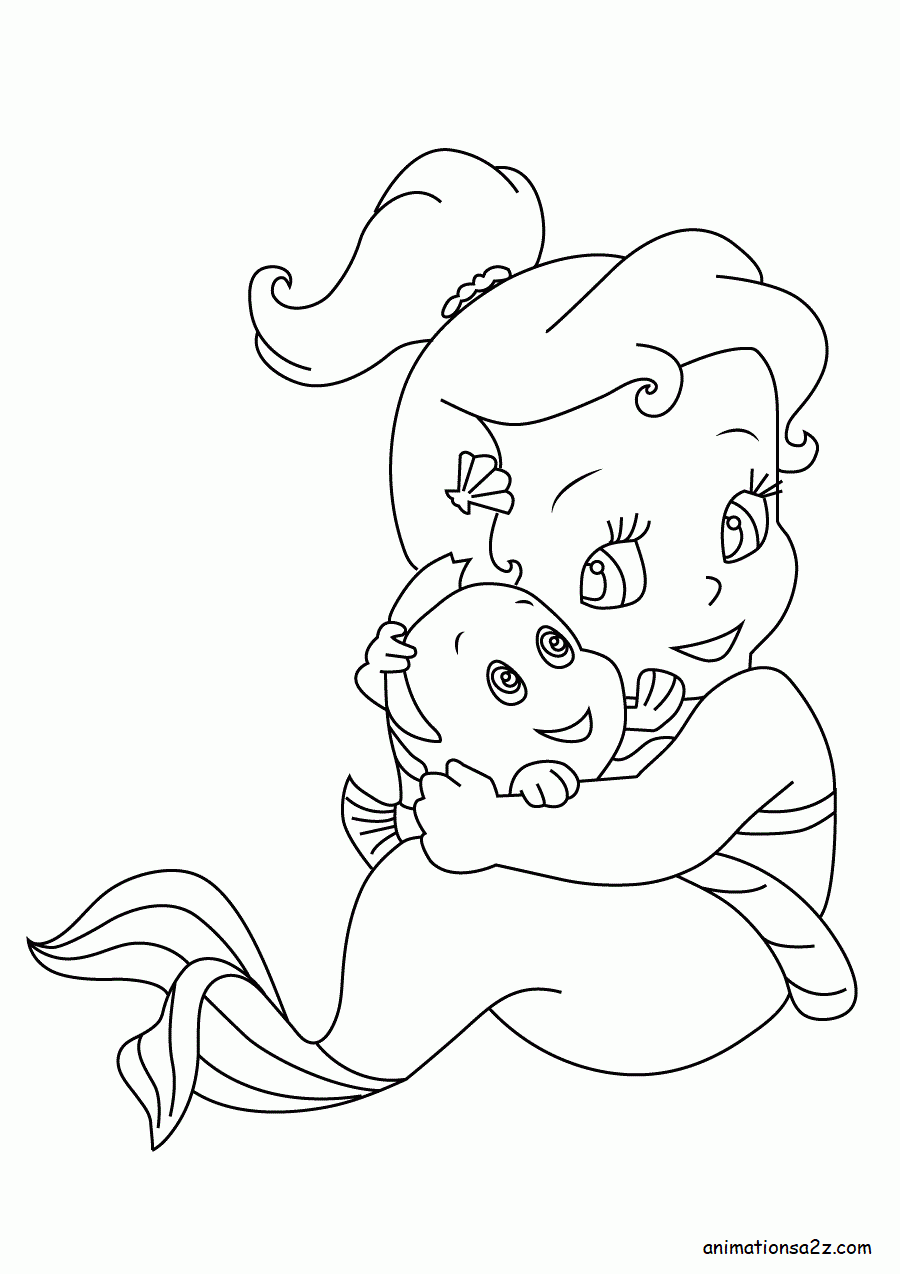 Baby Ariel The Little Mermaid Coloring Pages