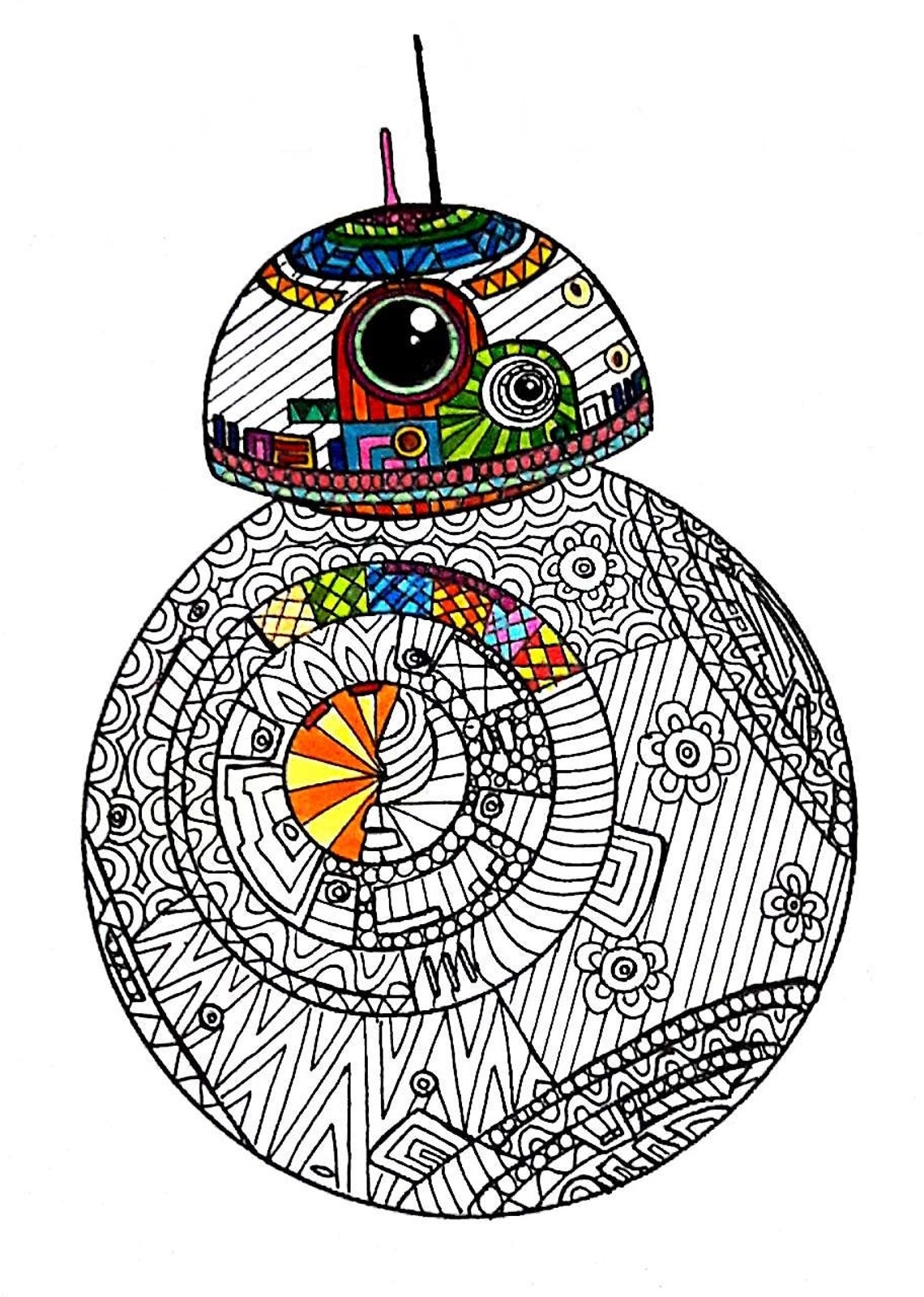 BB8 Star Wars Star Wars Star Wars Coloring Page Coloring Etsy UK
