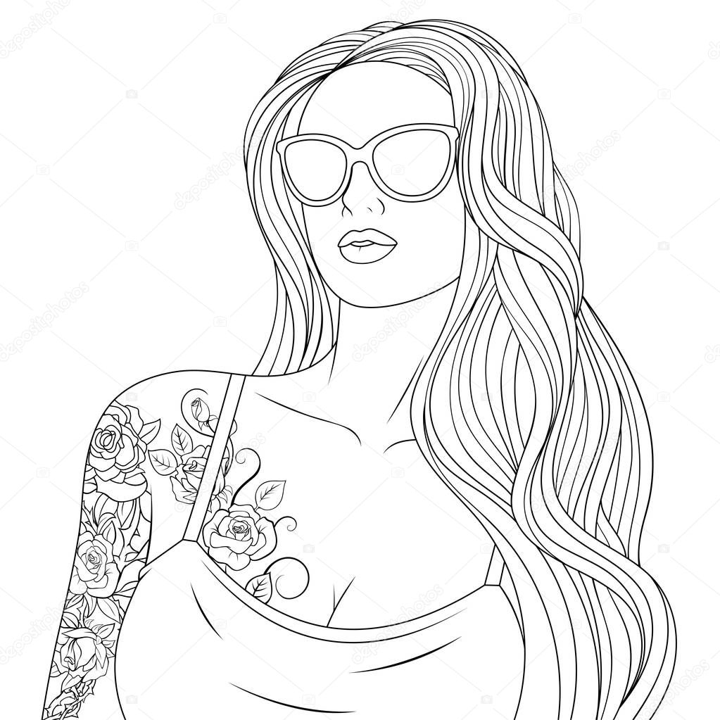 Beautiful Girl Coloring Pages Stock Vector Andrey Makurin 194882454
