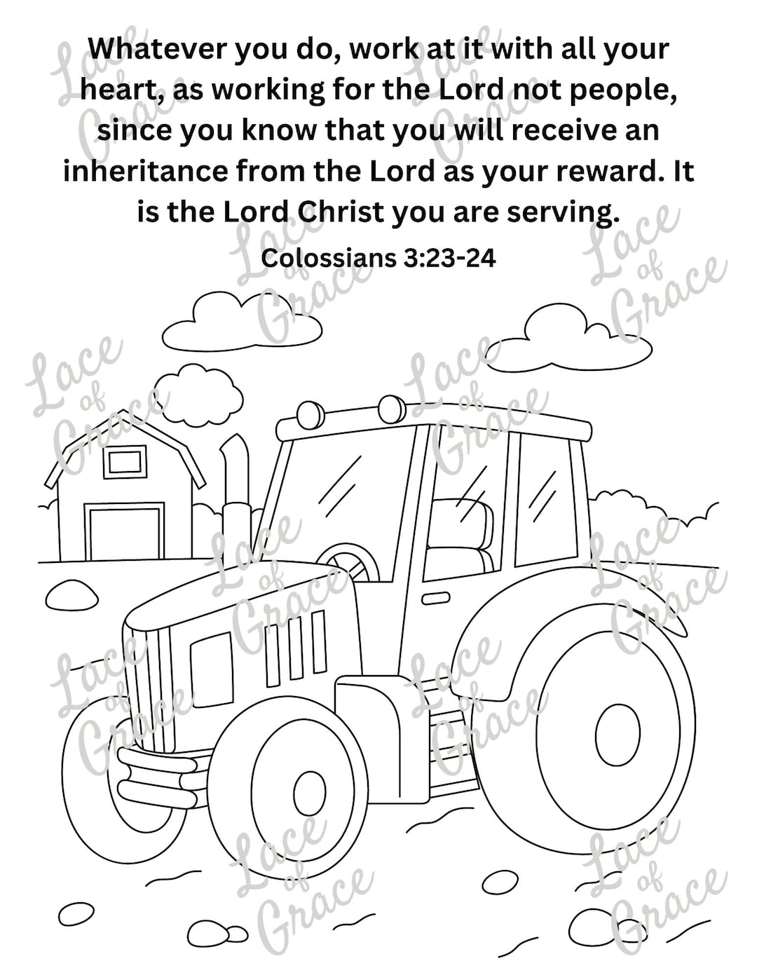 Bible Coloring Page Colossians 3 23 24 Etsy