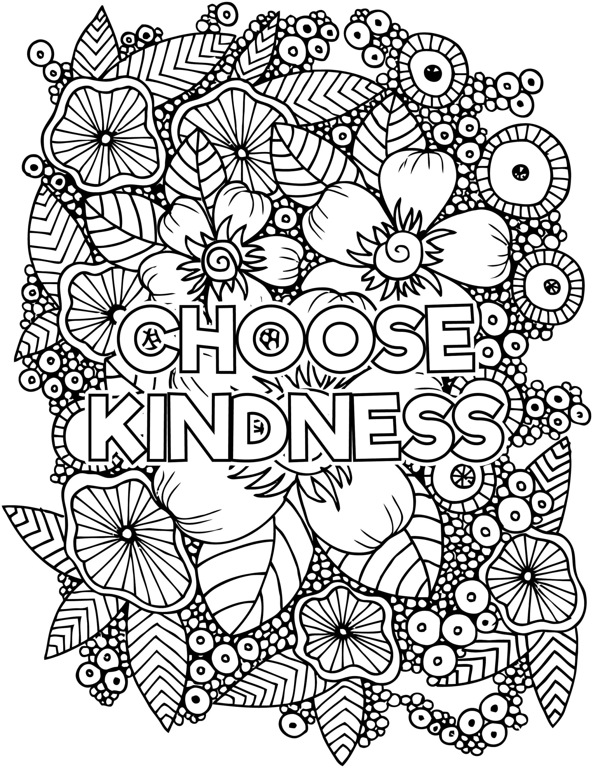 Choose Kindness Coloring Page Download Etsy