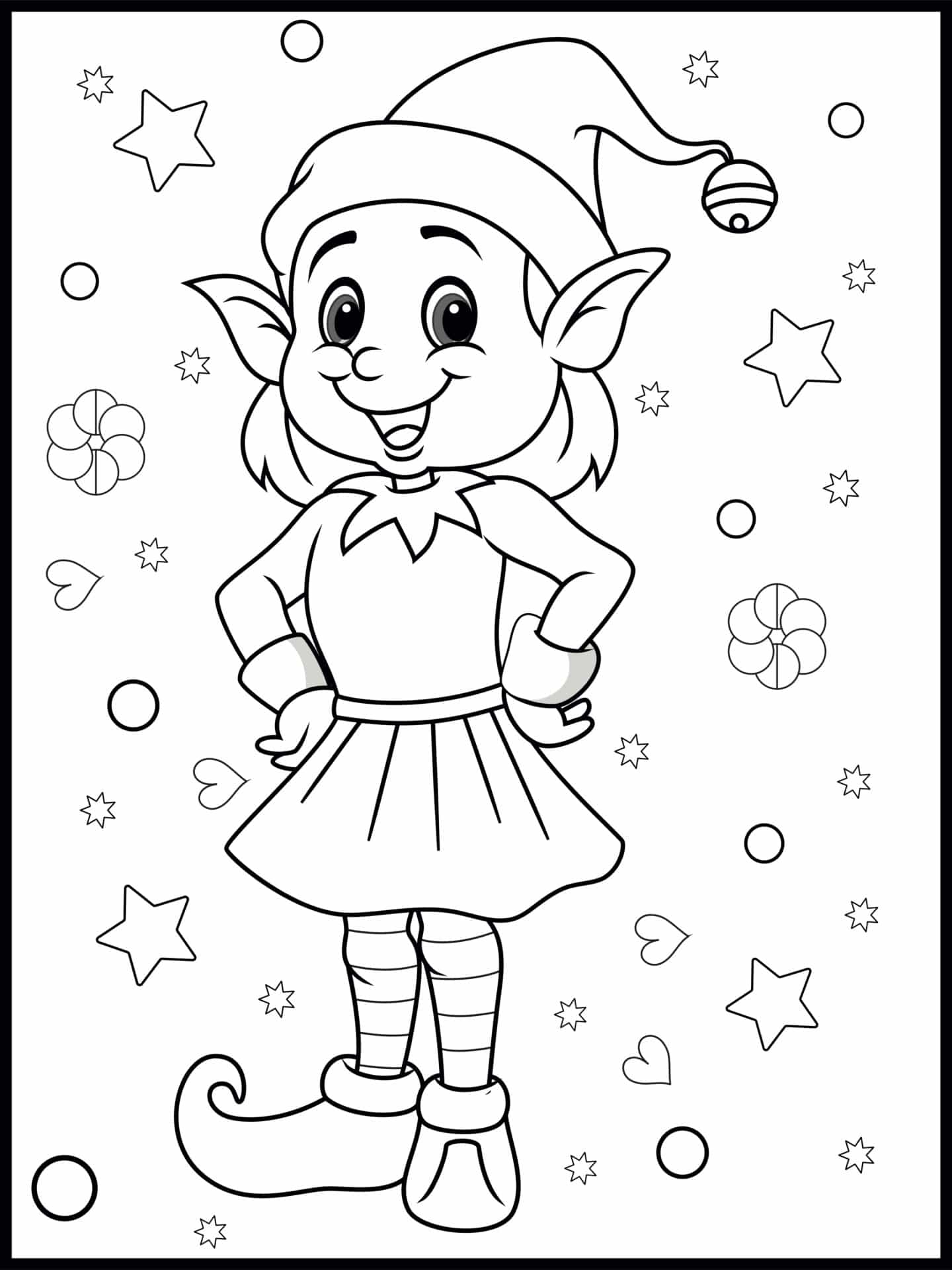 Christmas Elves Coloring Pages Sketch Coloring Page