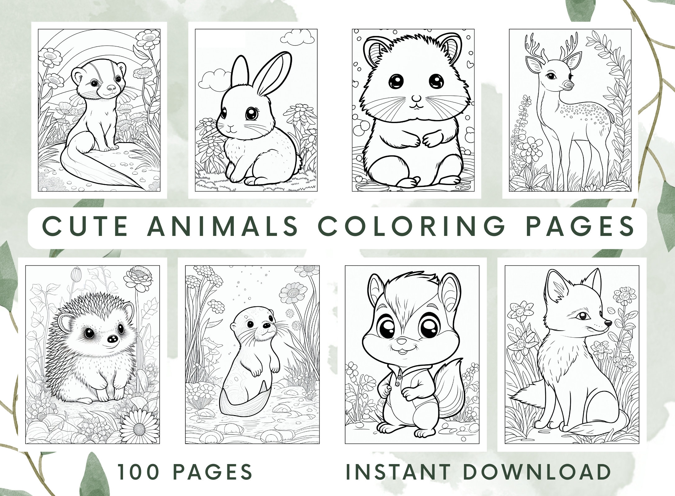 Cute Animals Coloring Pages For Kids Cute Animals Coloring Book For Kids Animal Coloring Kids