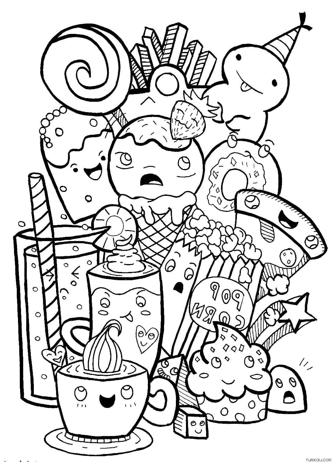 Cute Cartoon Food Coloring Pages
