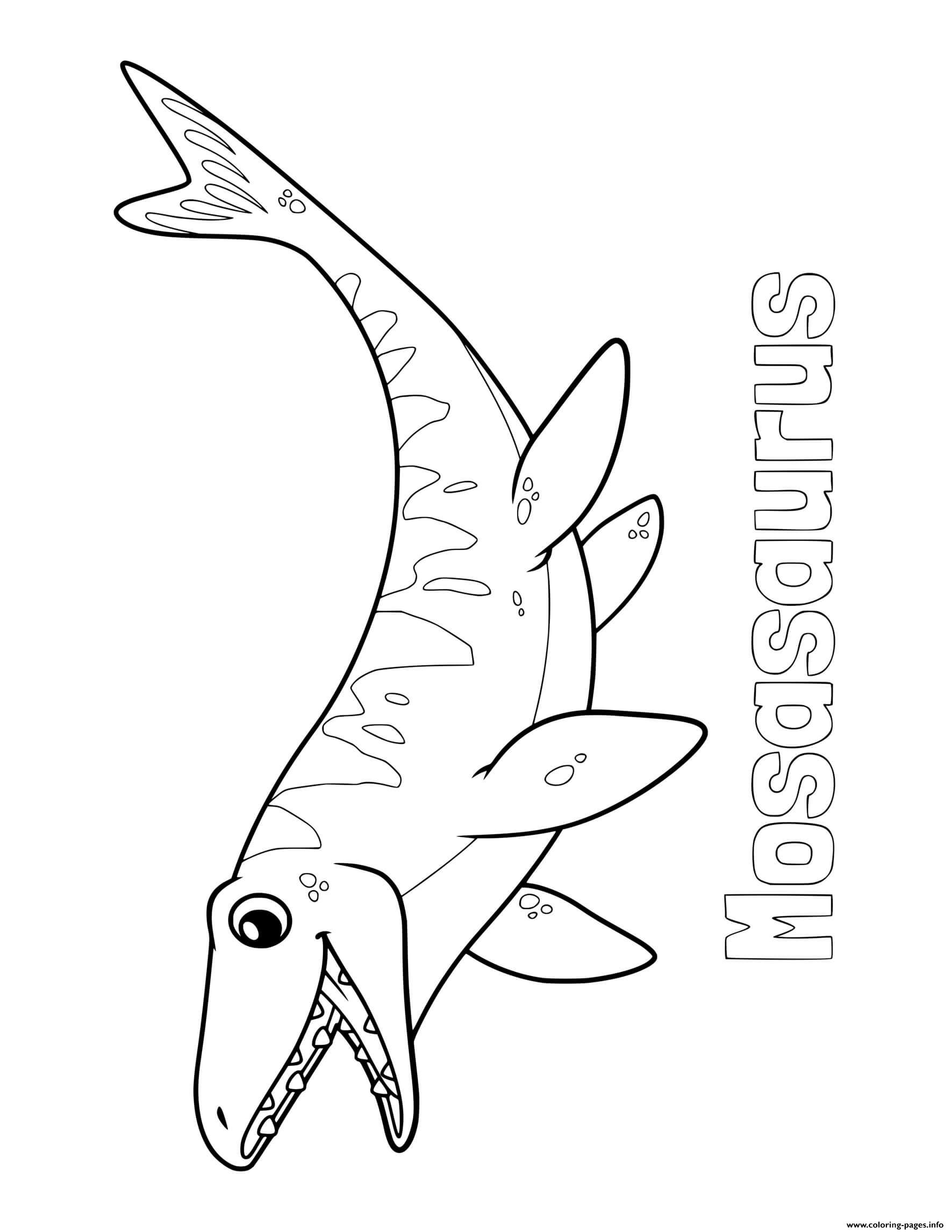 Dinosaur Mosasaurus Coloring Page Printable
