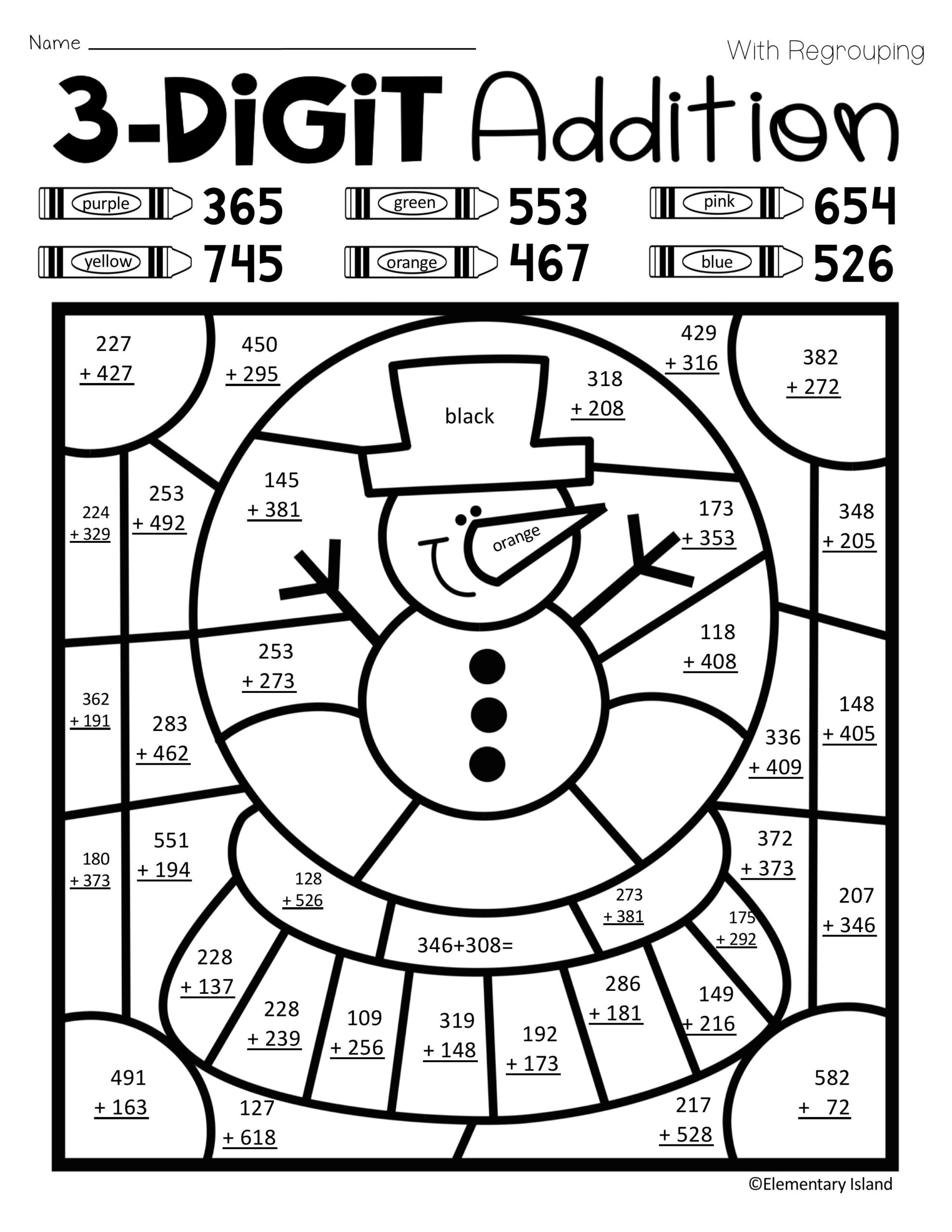 Double Digit Color By Number Addition And Subtraction Pdf Thekidsworksheet