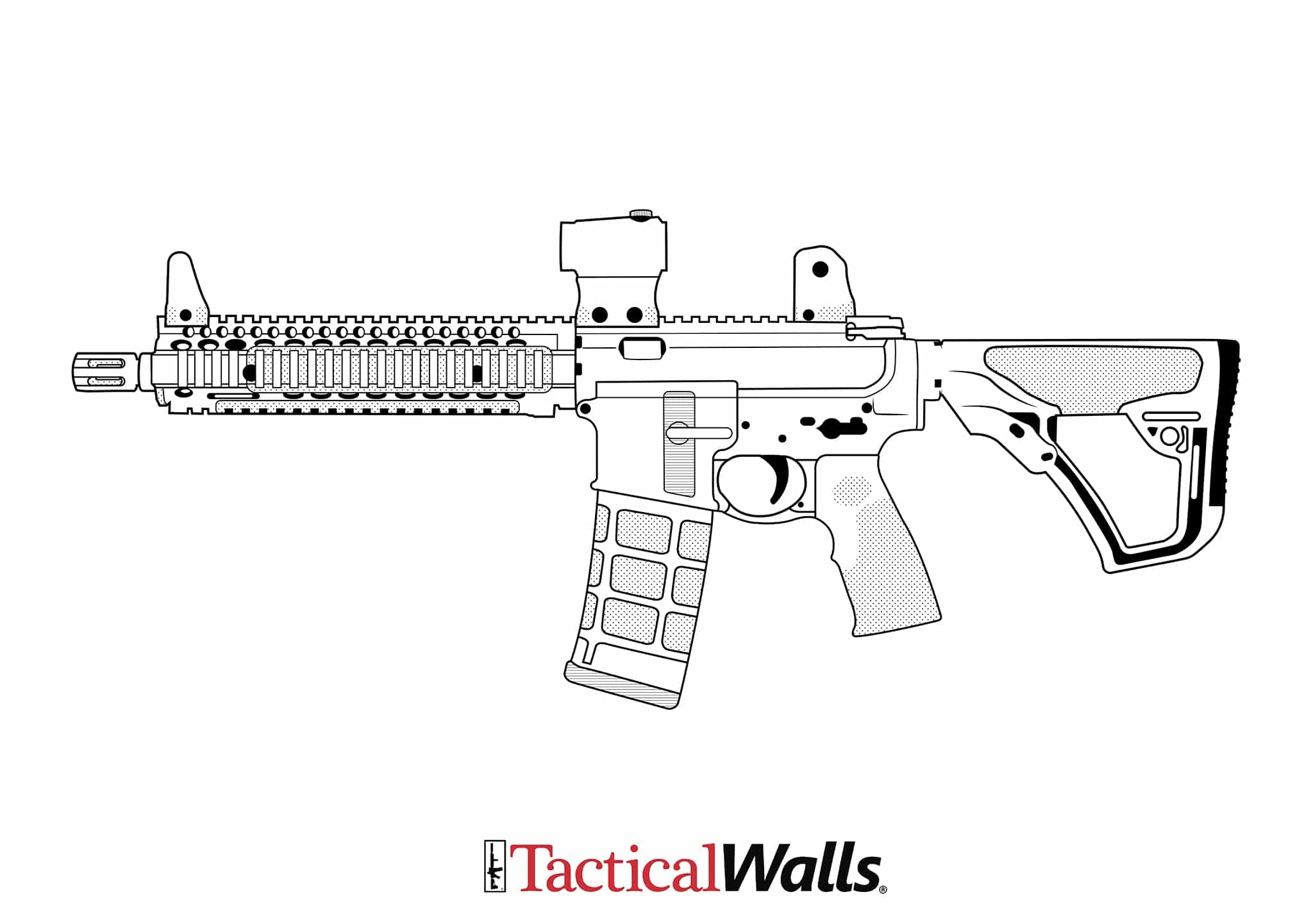 Firearm Coloring Pages Tactical Walls