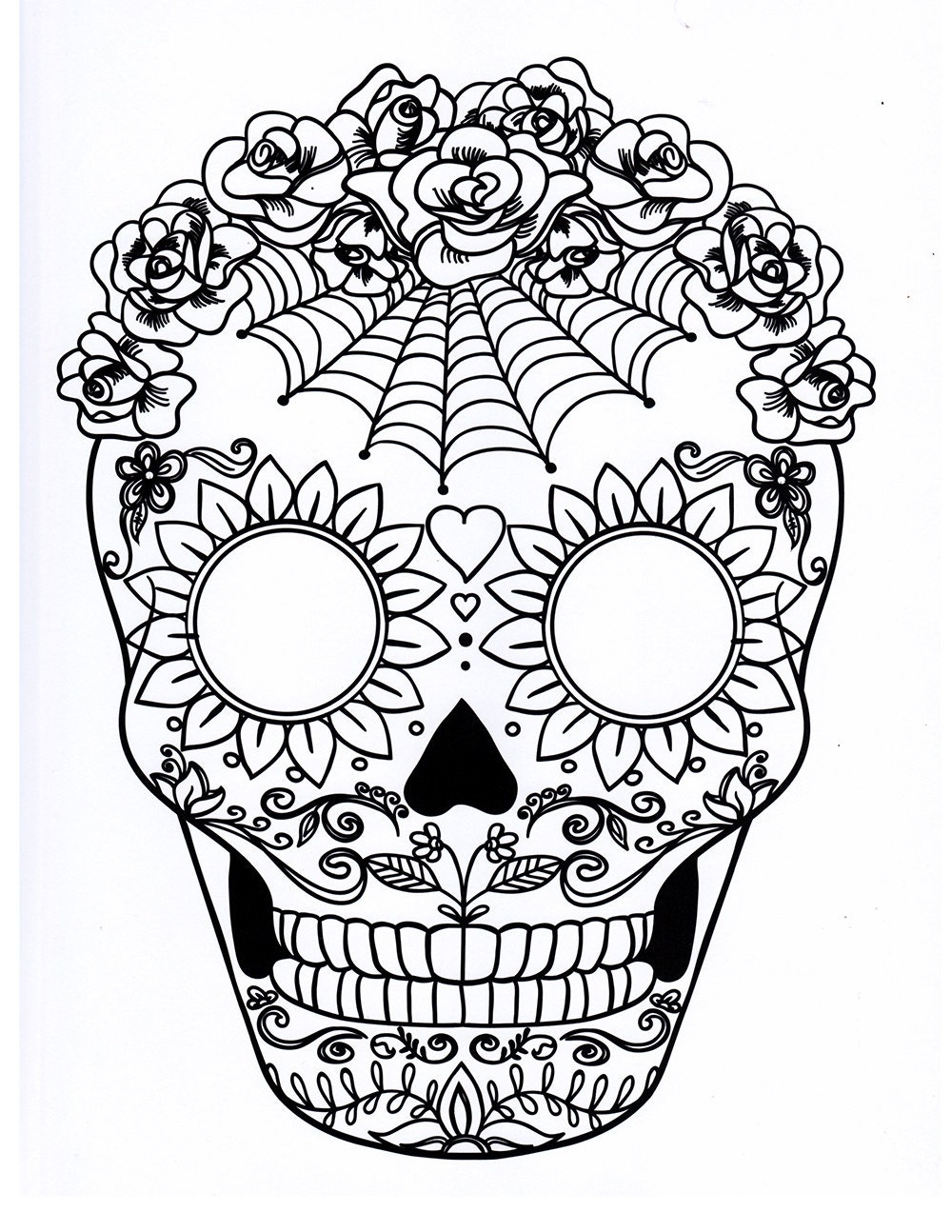 Five Different Sugar Skull Coloring Pages Printable Digital
