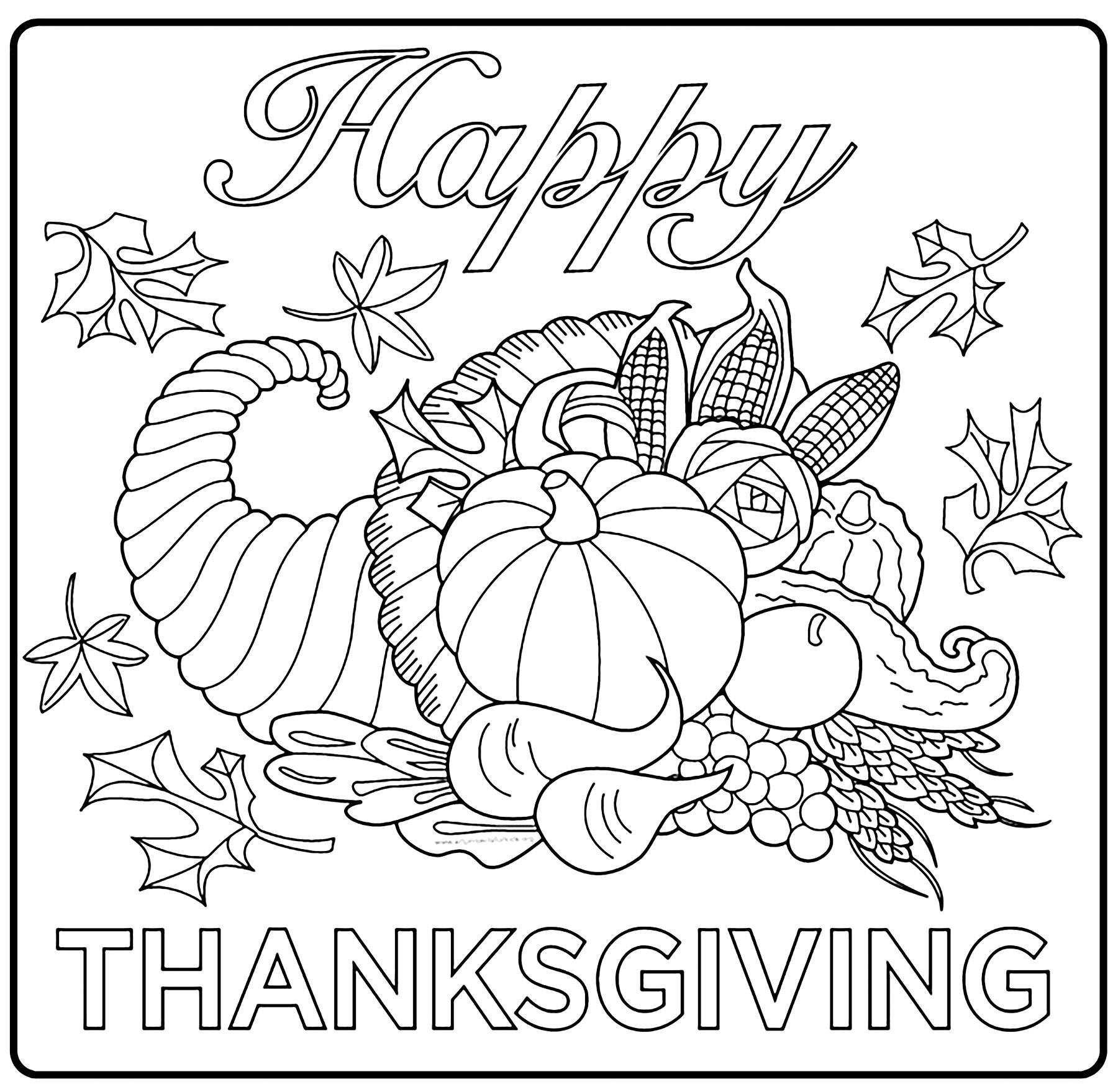 Free Coloring Pages Thanksgiving For Kids
