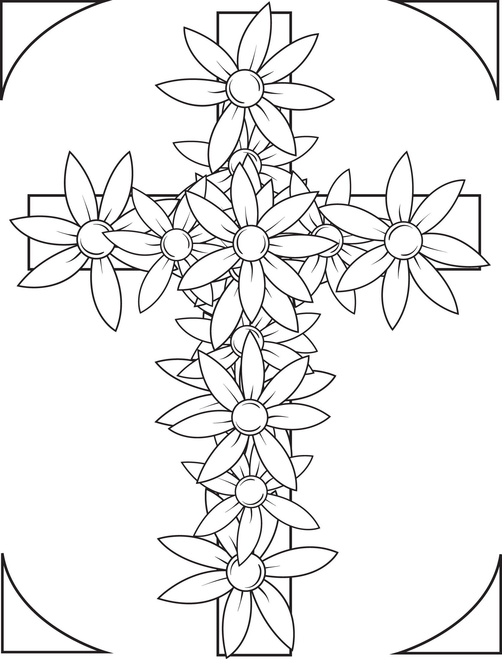 FREE Cross With Flowers Coloring Page Cross Coloring Page Flower Coloring Pages Free