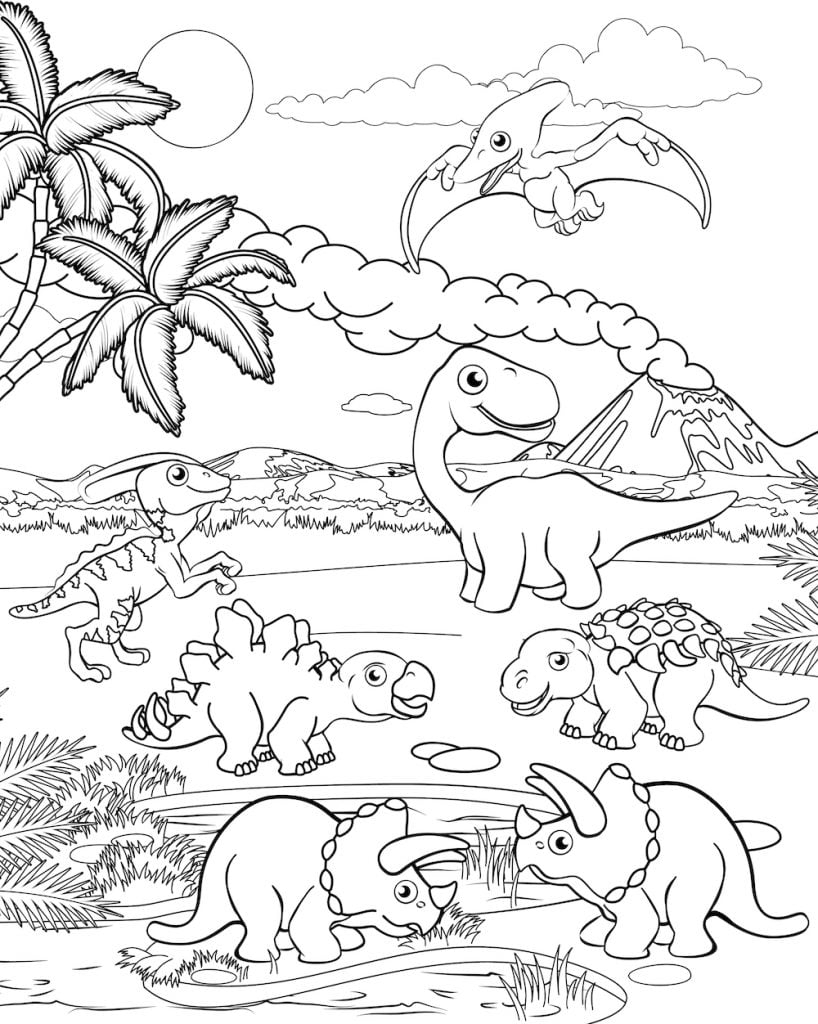 Free Dinosaur Coloring Pages To Download PDF VerbNow