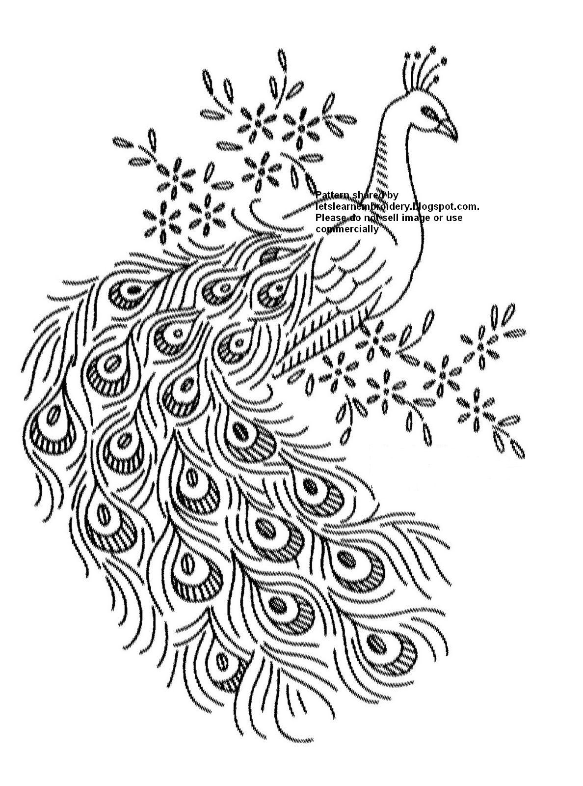 Free Peacock Pattern 1 Vintage Embroidery Transfers Vintage Embroidery Coloring Pages
