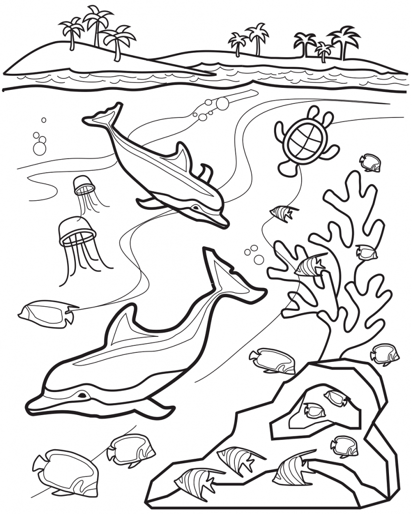 Printable Coloring Book Page Ocean