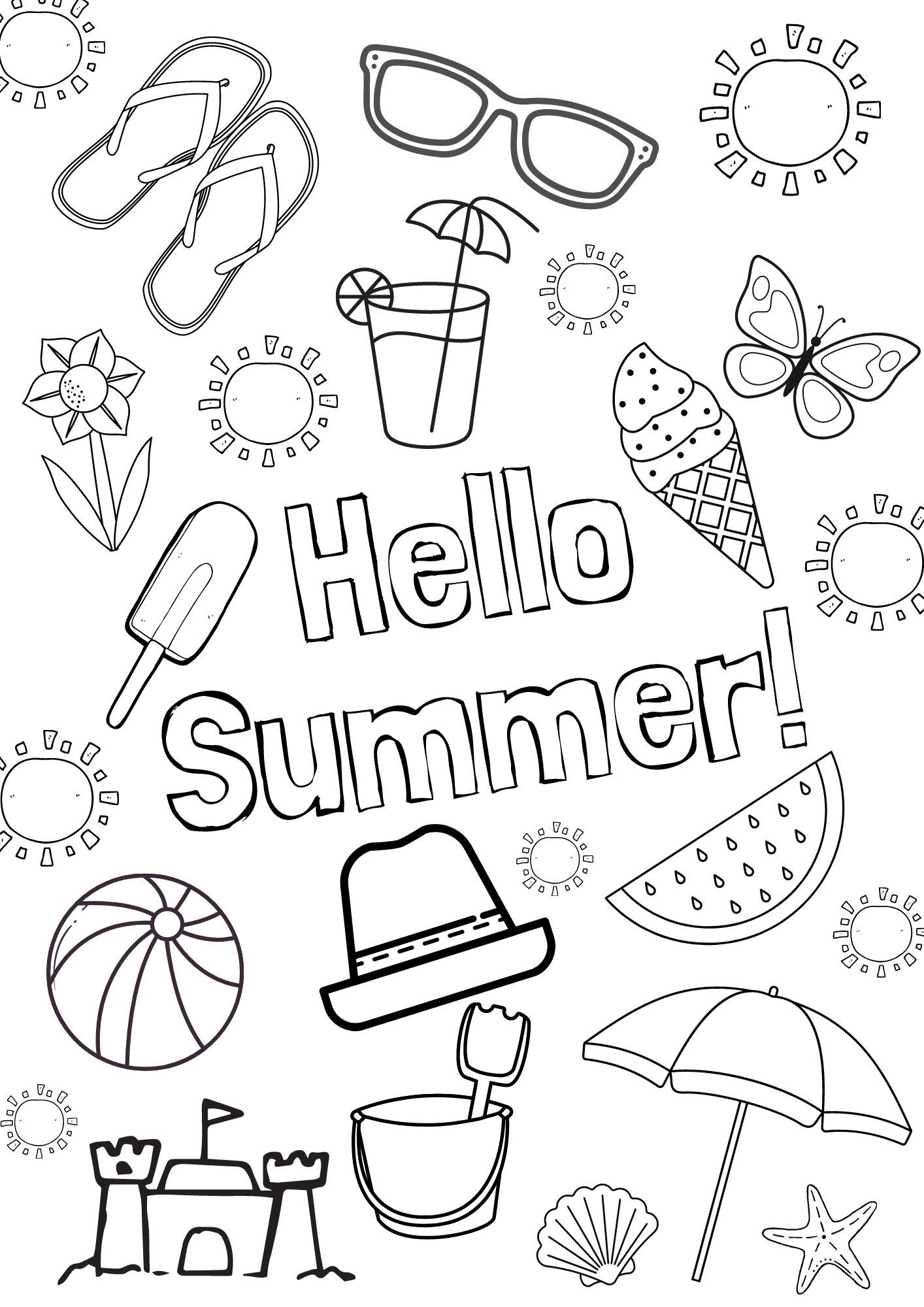 Free Summer Coloring Pages Printable