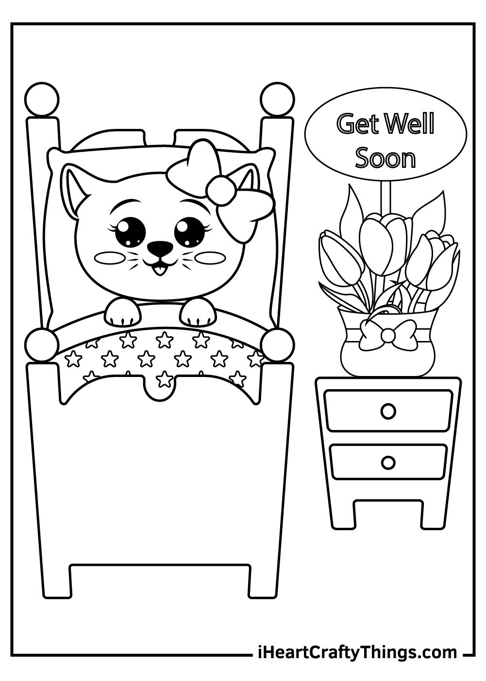 Get Well Soon Coloring Pages In 2021 Cute Coloring Pages Card Template Coloring Pages