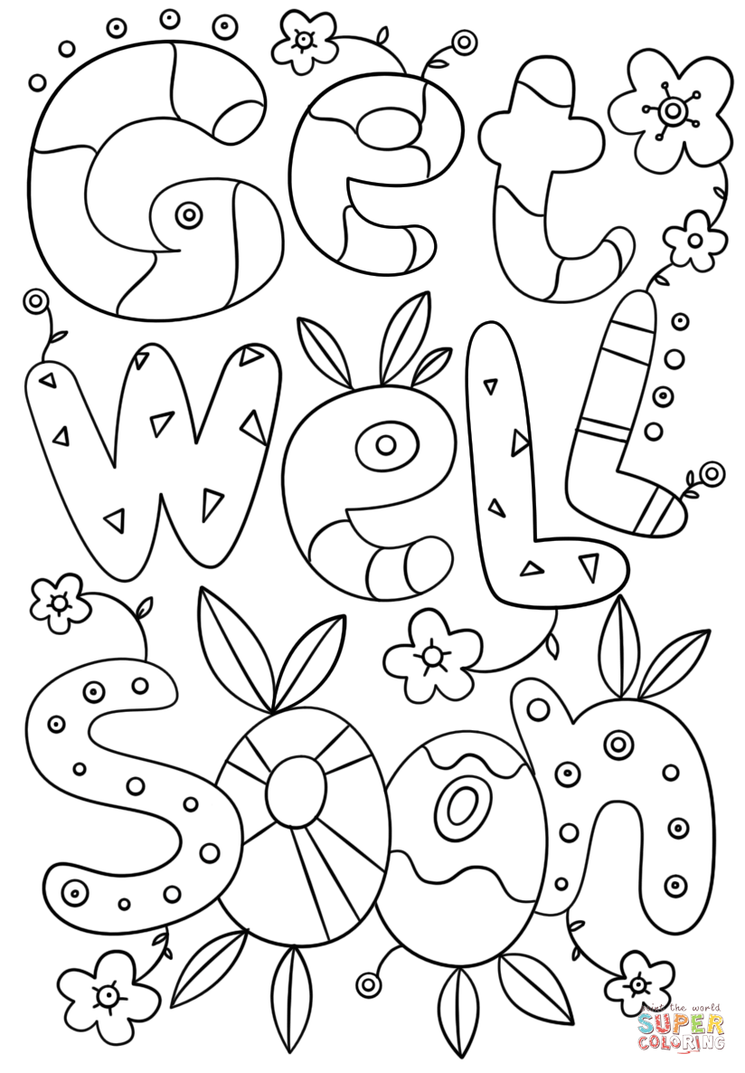 Get Well Soon Doodle Coloring Page Free Printable Coloring Pages Free Printable Cards