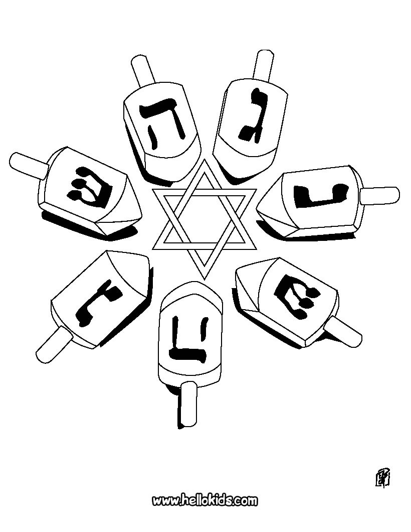Hanukkah Dreidel Coloring Pages Hellokids