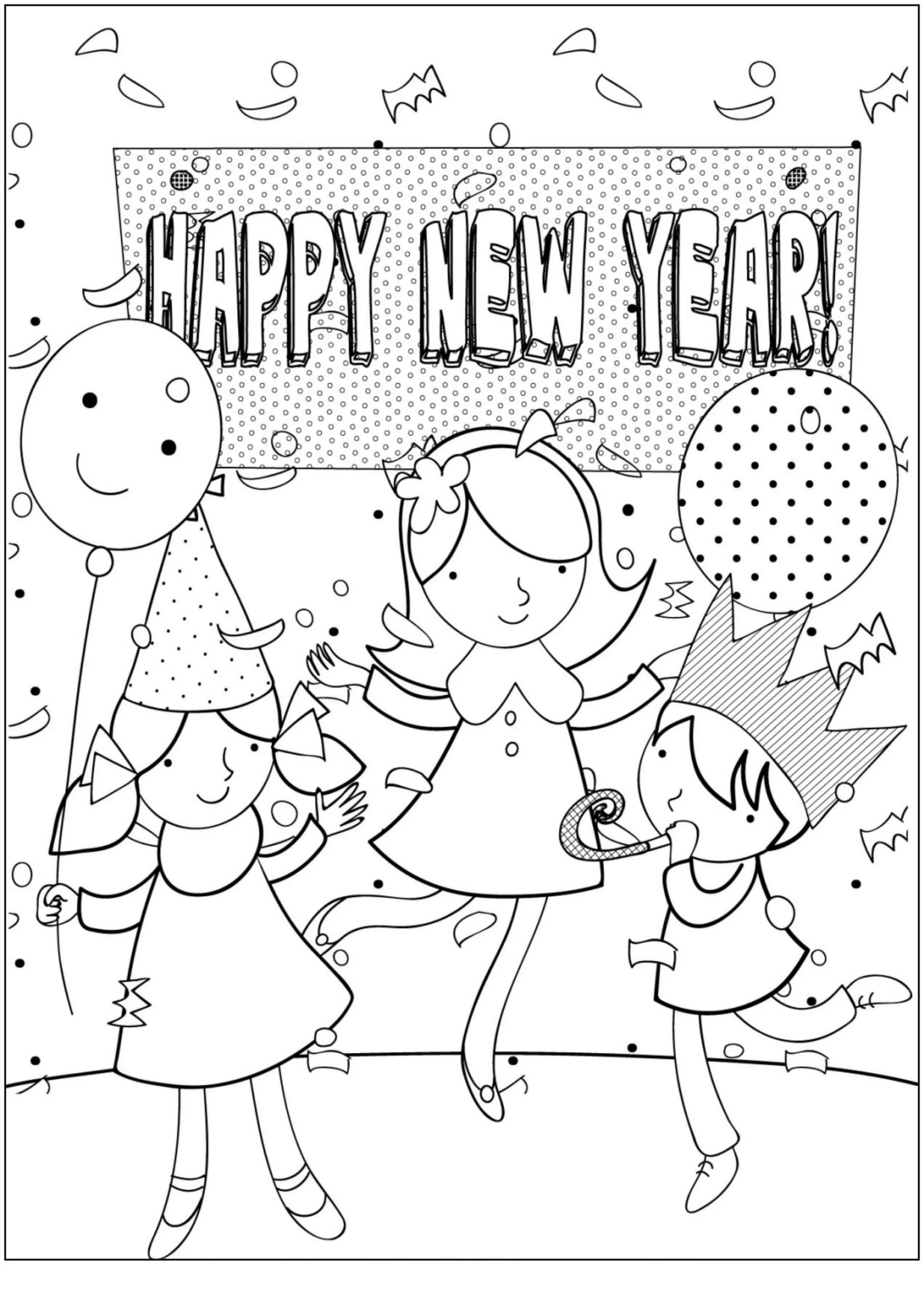 Happy New Year Coloring Pages