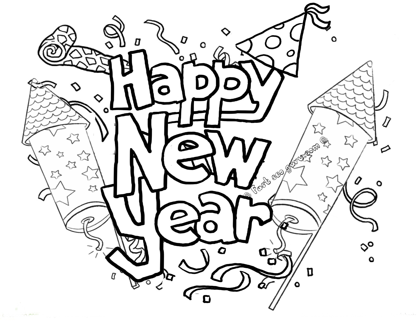 Happy New Year Coloring Pages To Download And Print For Free