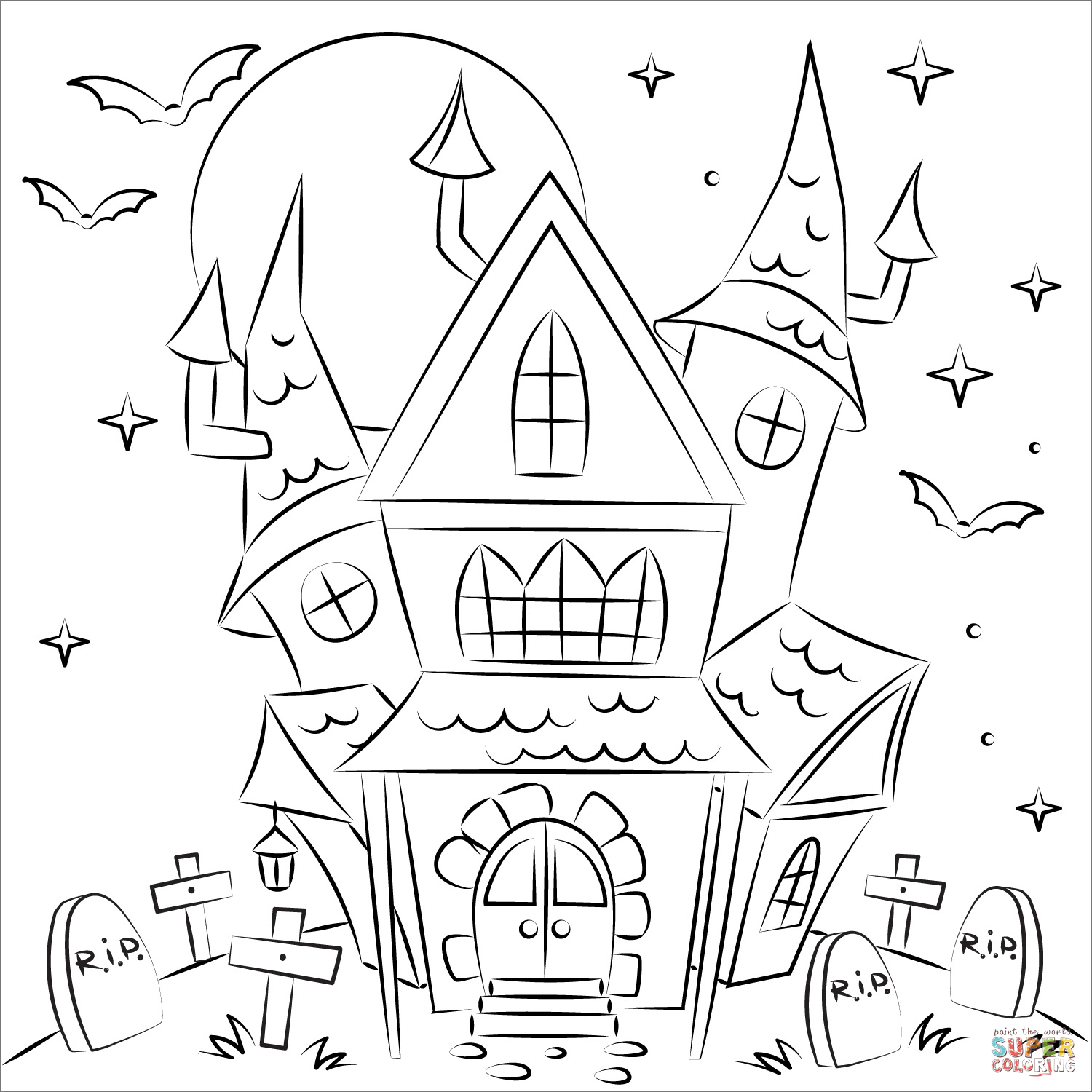 Haunted House Printable Coloring Pages
