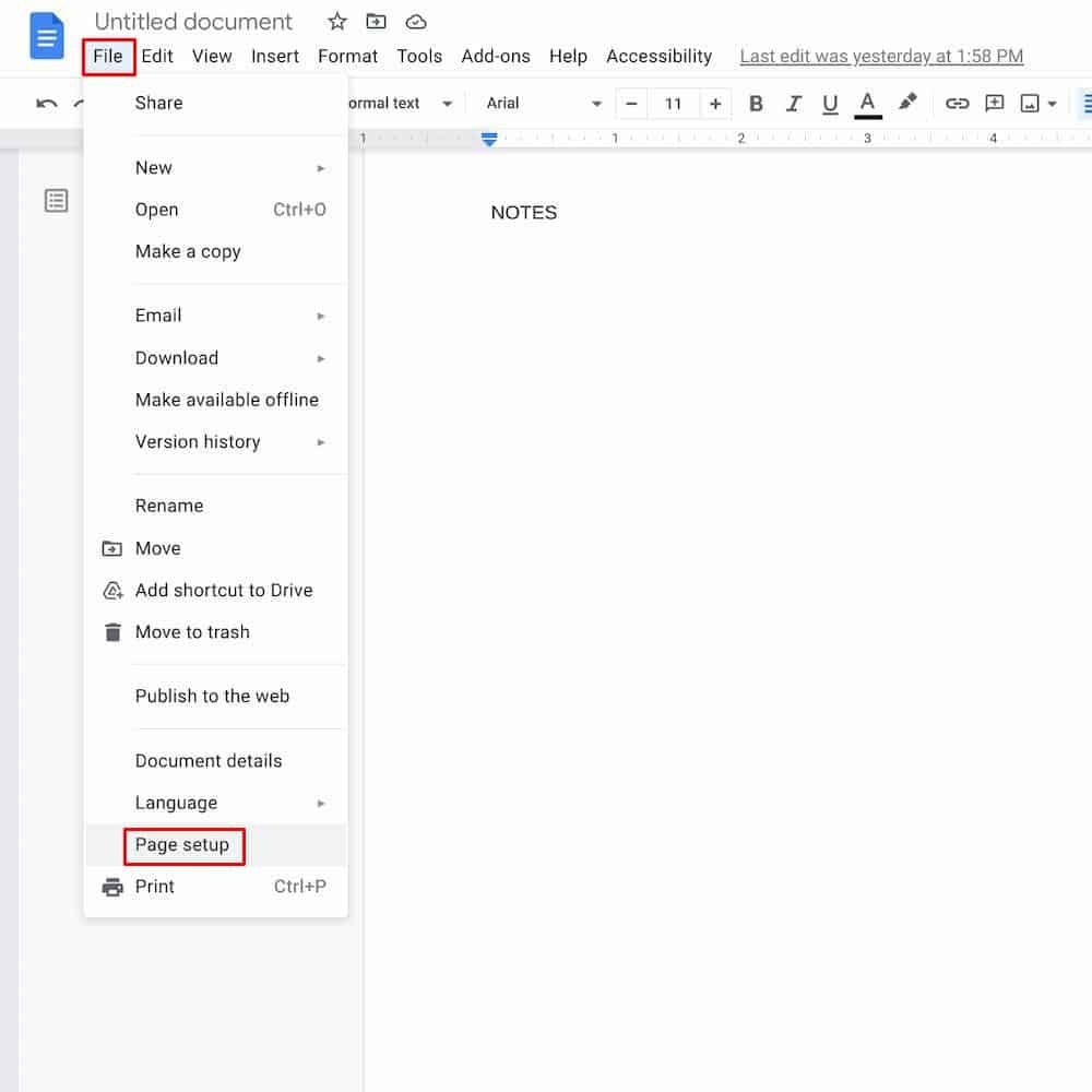Page Color Google Docs