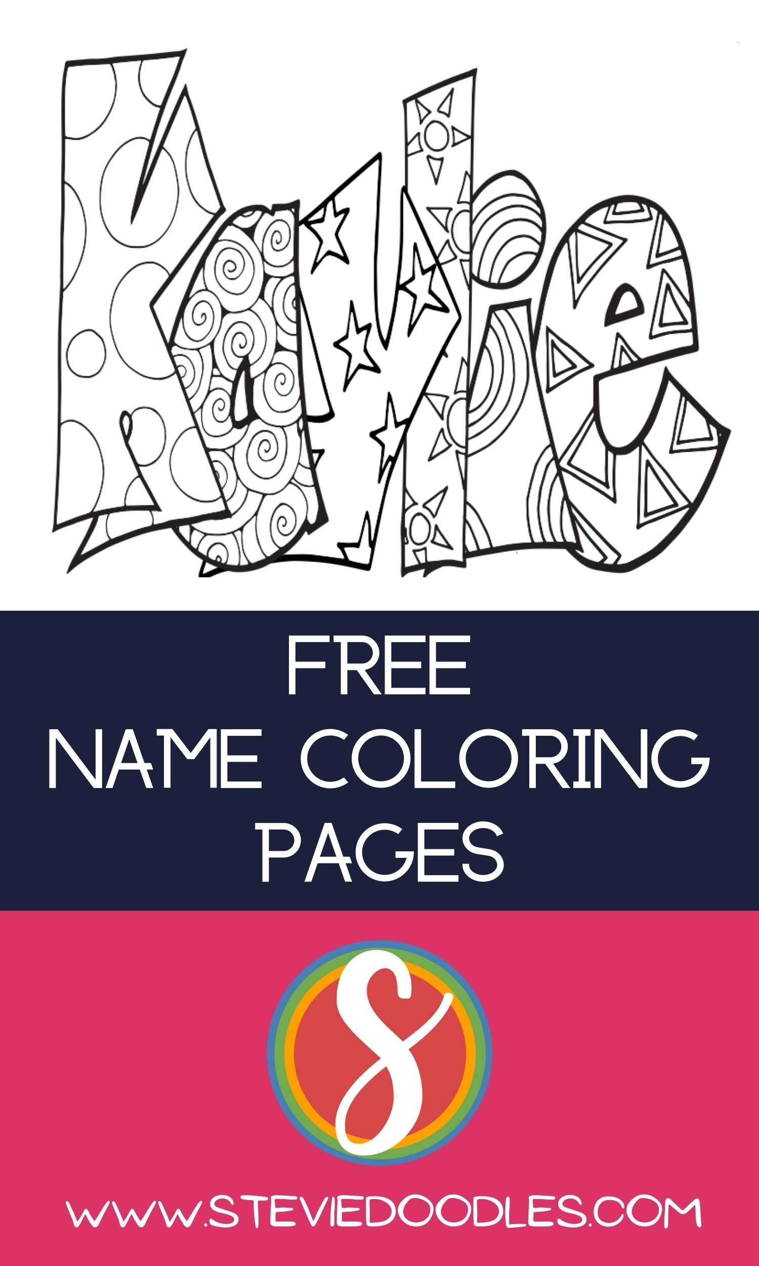 KAYLIE Free Name Coloring Page Stevie Doodles