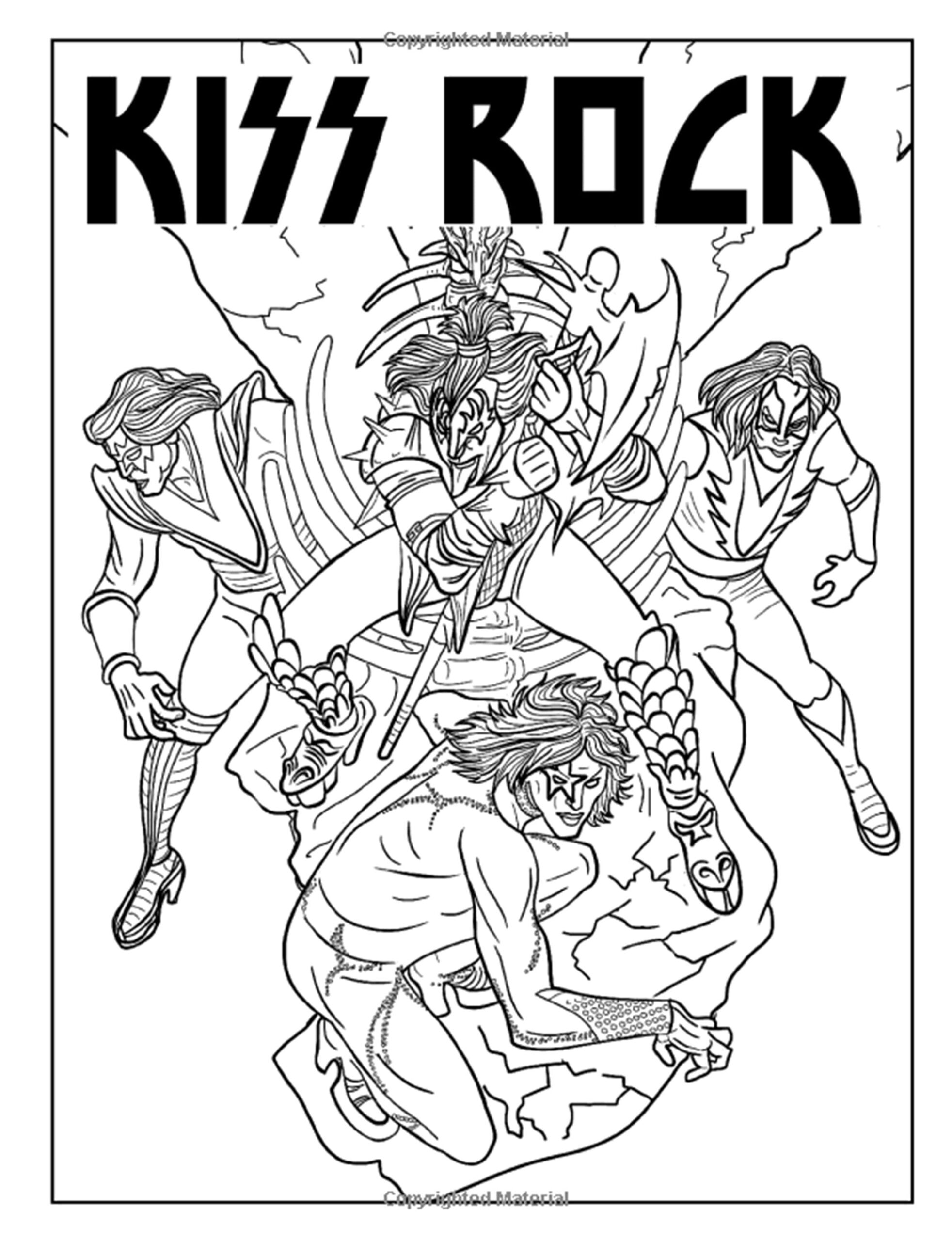 Kiss Coloring Book KISS Band Members Coloring Page For Coloring Home