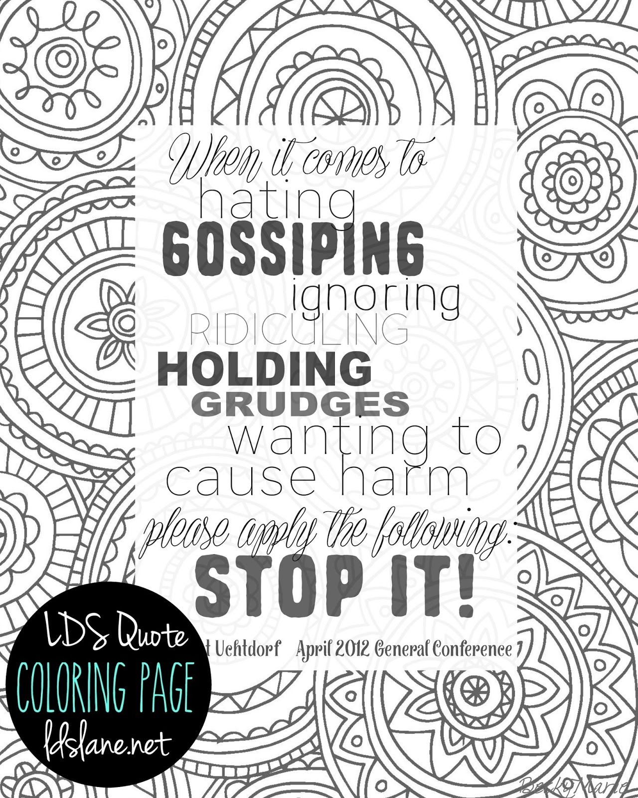 LDS Quote Coloring Page Free Printable Ldslane Inspirational Quotes Coloring Lds Quotes
