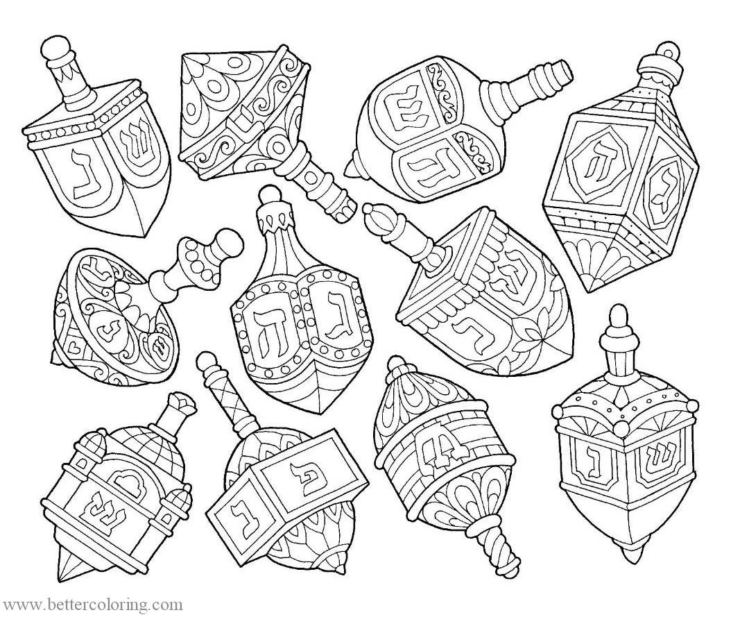 Many Dreidels Coloring Pages Free Printable Coloring Pages