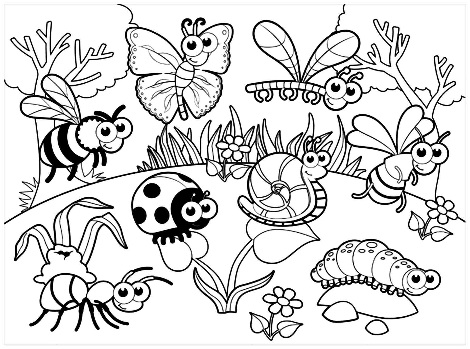 Meeting Insects Coloring Pages For Kids