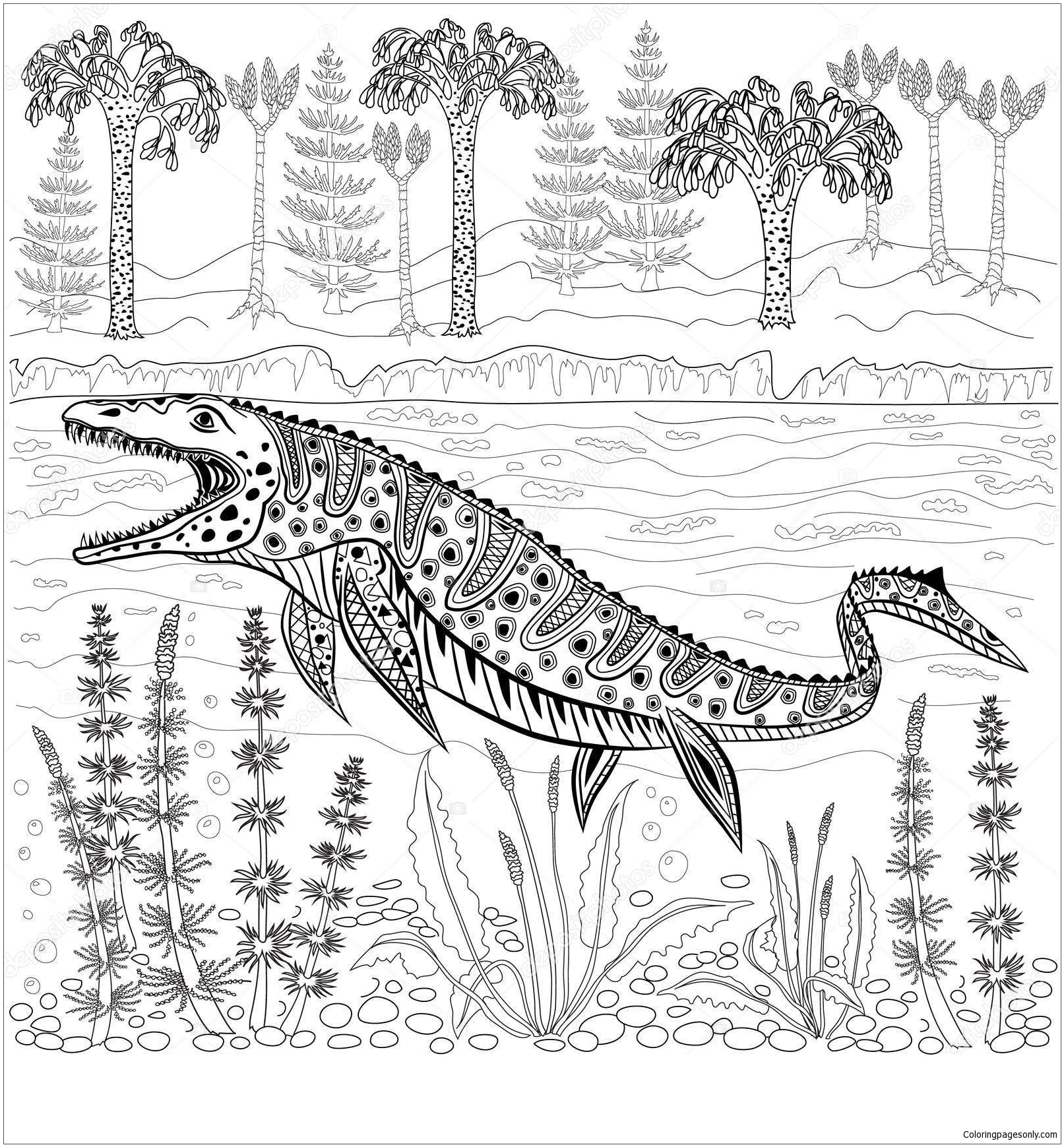 Mosasaurs Prehistoric Reptile Monster Coloring Page Free Printable Coloring Pages