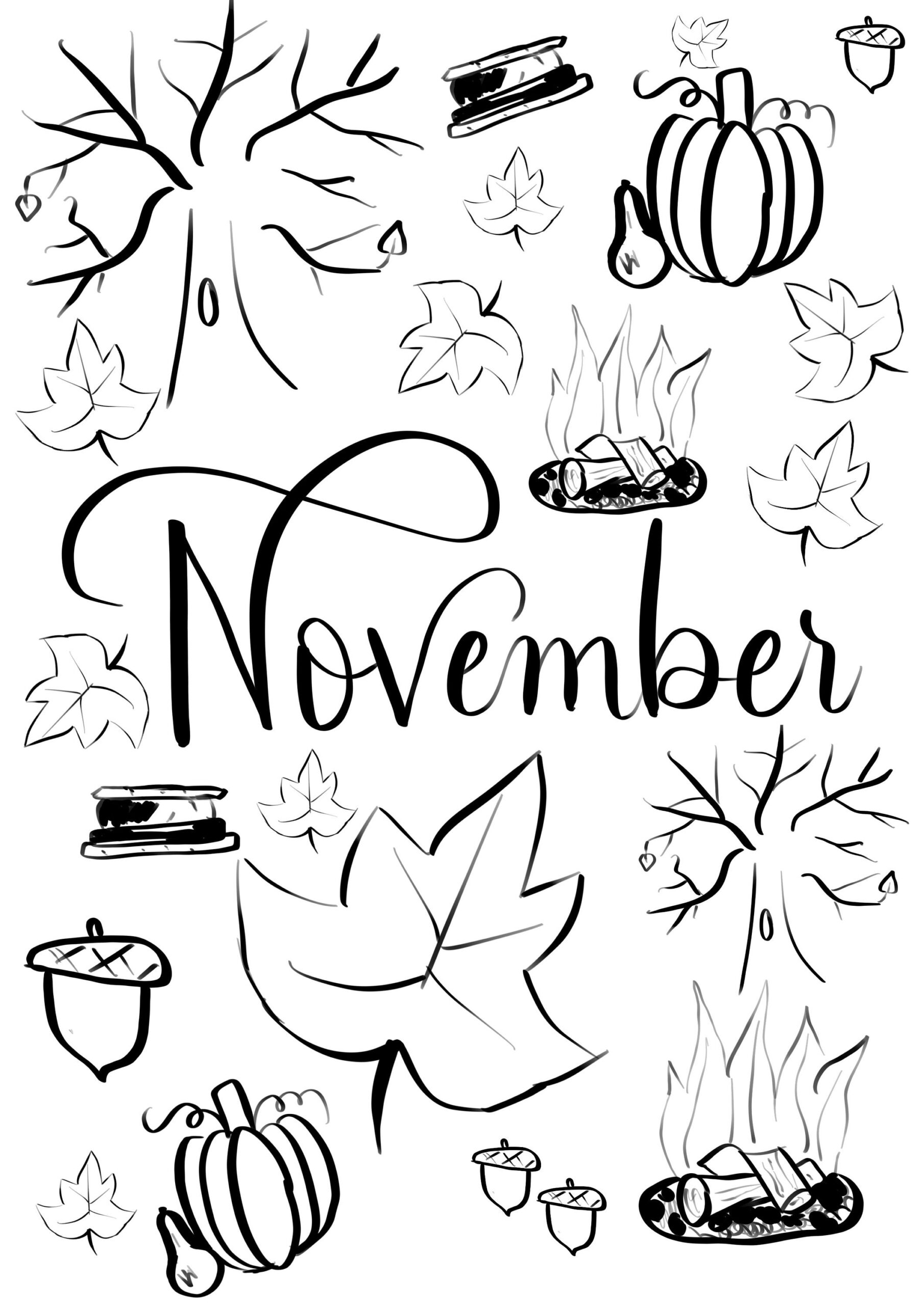 November Coloring Page Etsy