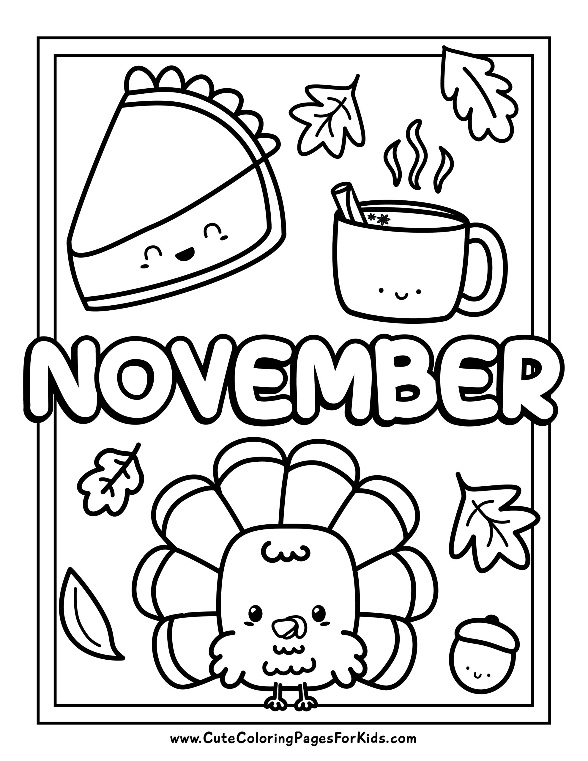 November Coloring Pages 5 Free Printables For Kids Cute Coloring Pages For Kids