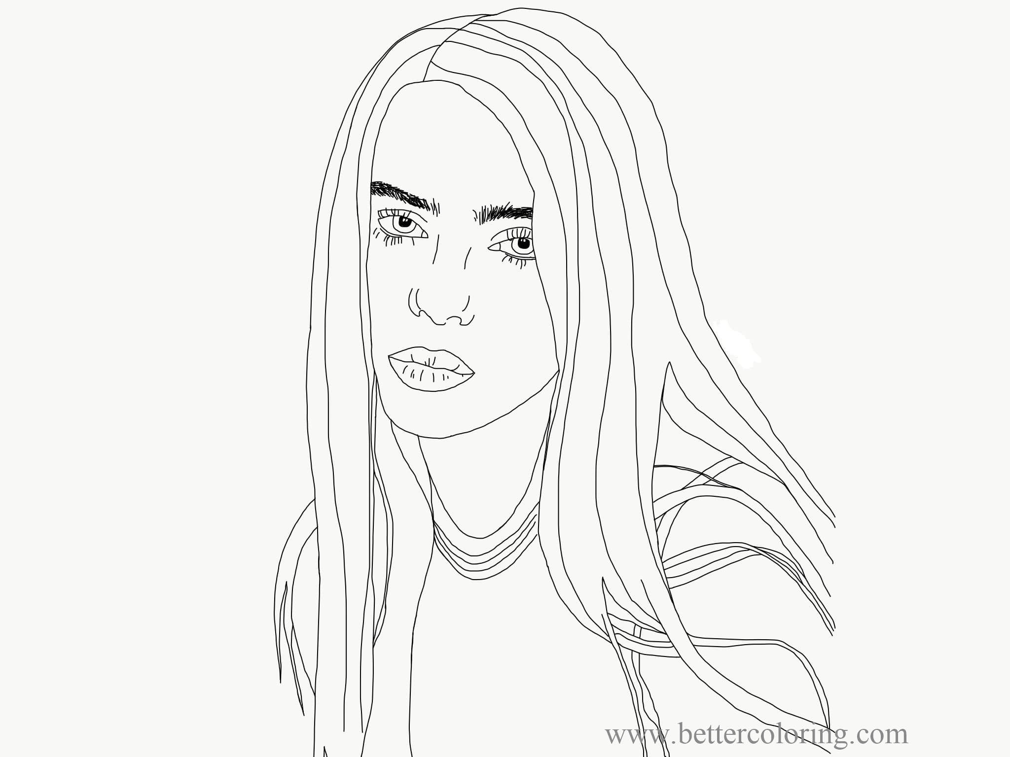 Pencil Drawing Billie Eilish Coloring Pages Free Printable Coloring Pages