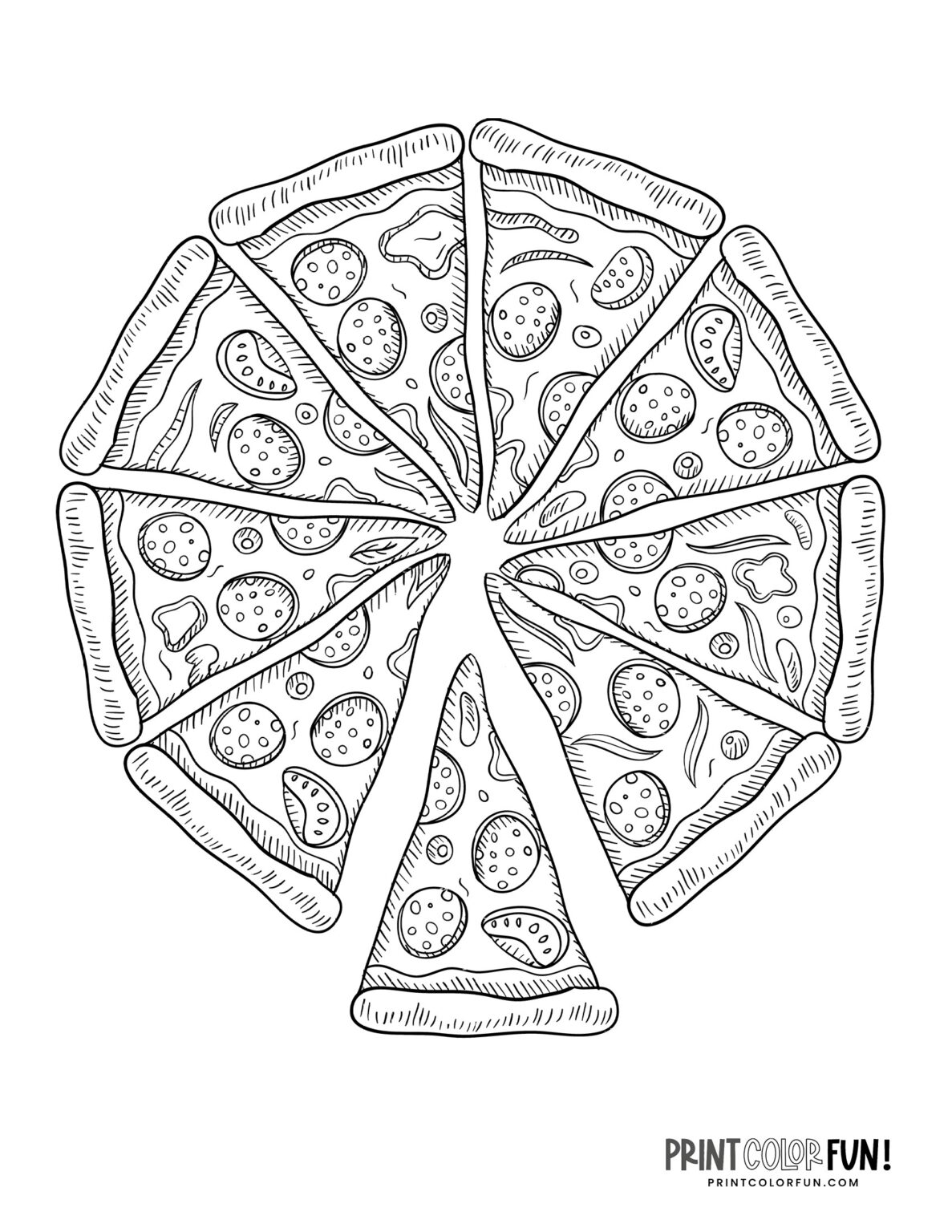 Pizza Coloring Pages Slices Whole Pizza Pies At PrintColorFun