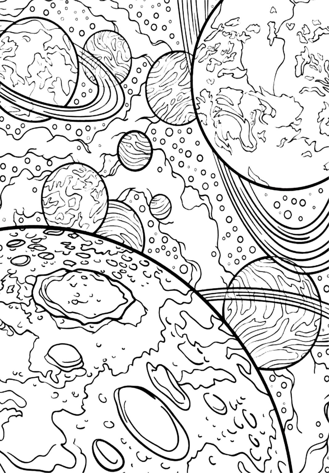 Planets Coloring Pages 100 Pieces Print Free For Kids