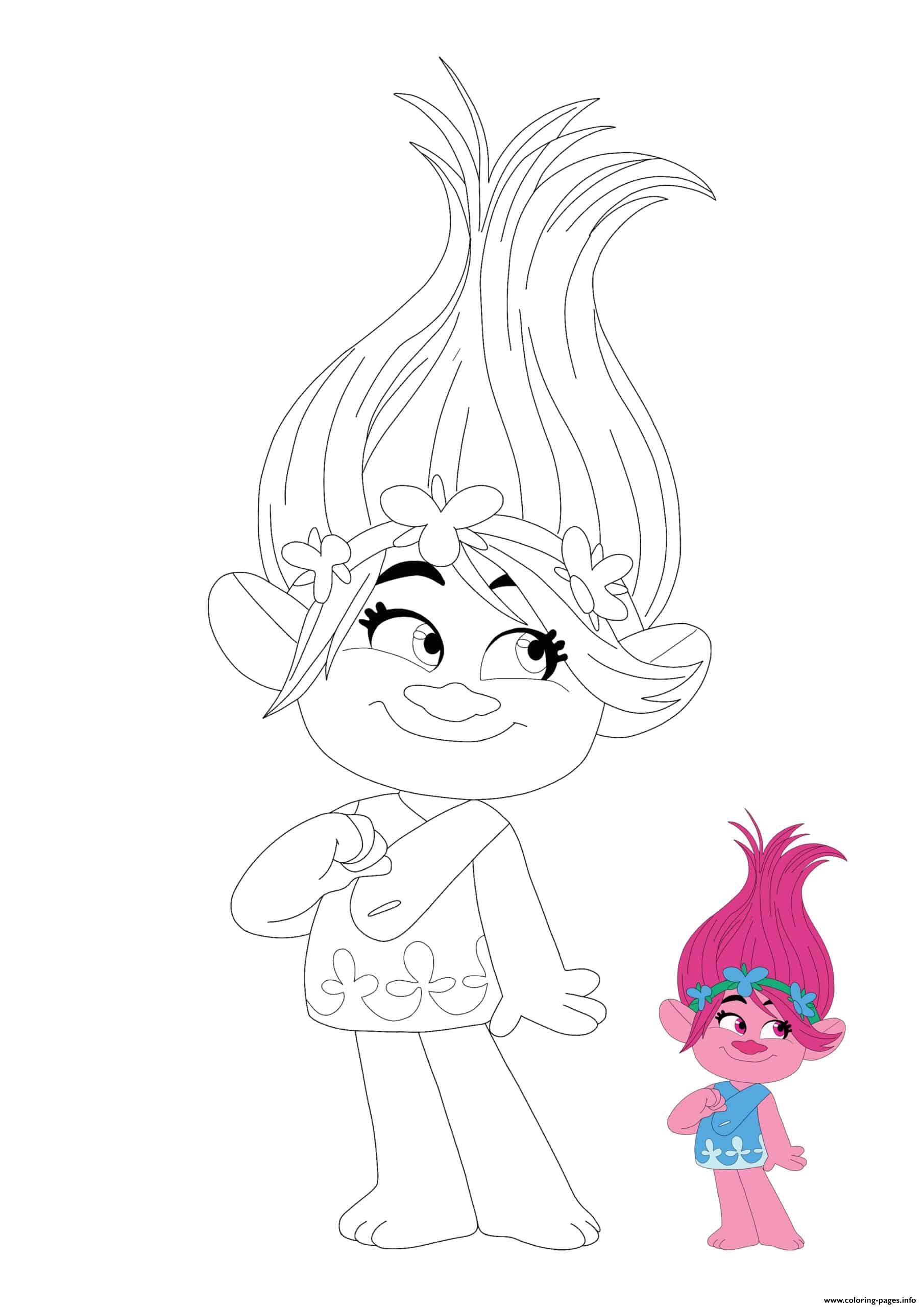 Poppy Troll Coloring Page
