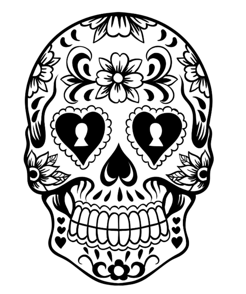 Print Download Sugar Skull Coloring Pages To Have Scary But Beautiful Pictures