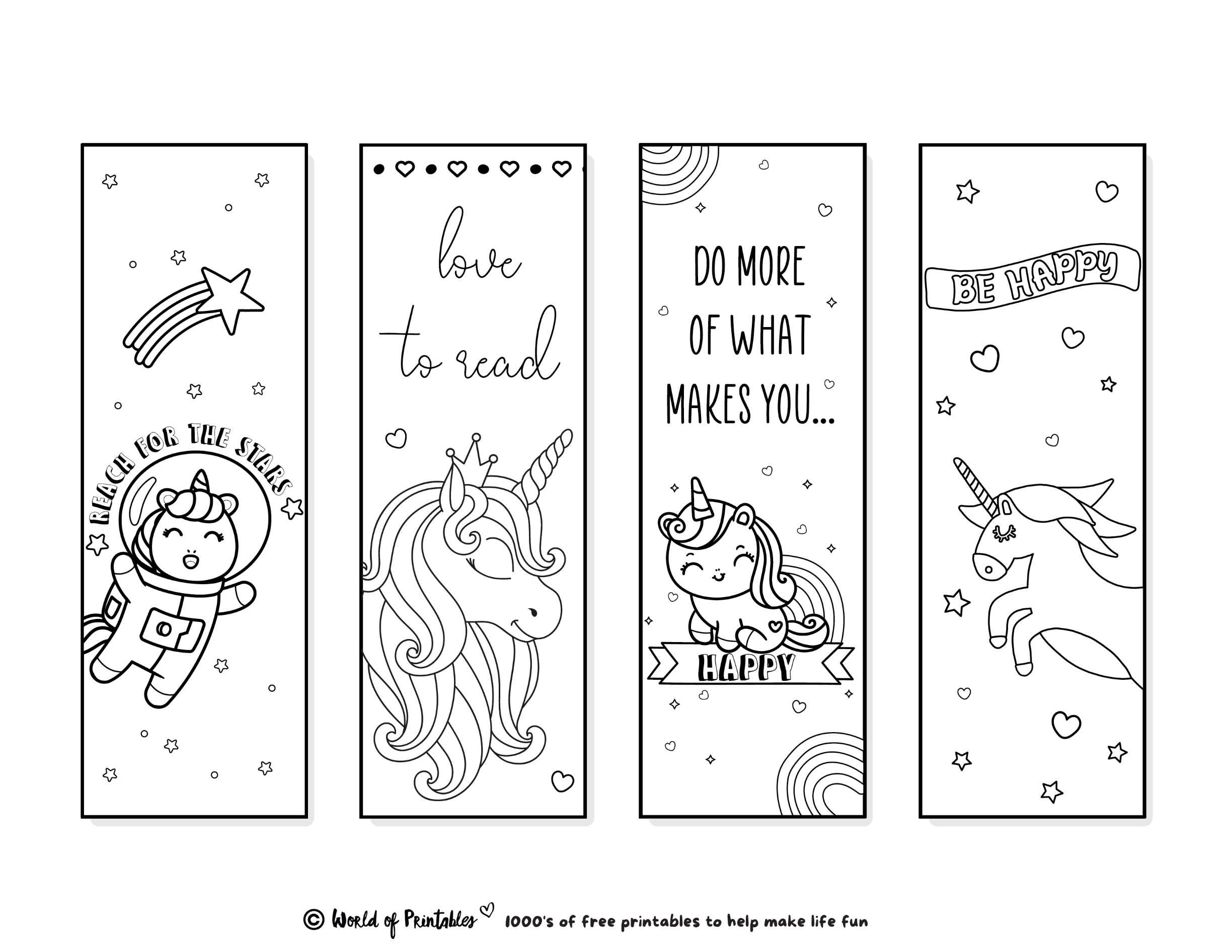Cute Coloring Pages Printable Bookmarks