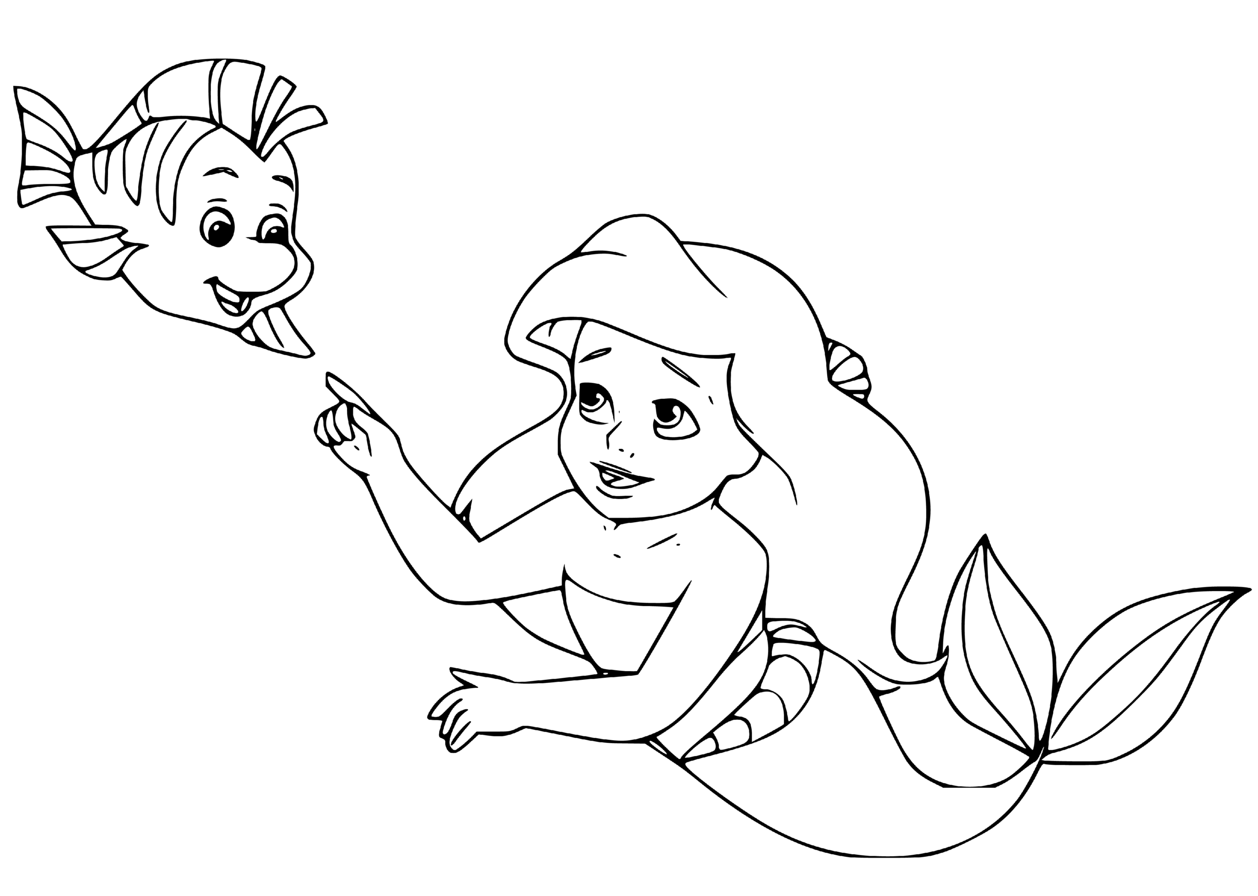 Printable Princess Ariel The Little Mermaid Coloring Sheets Easy For Kids Blank Outline