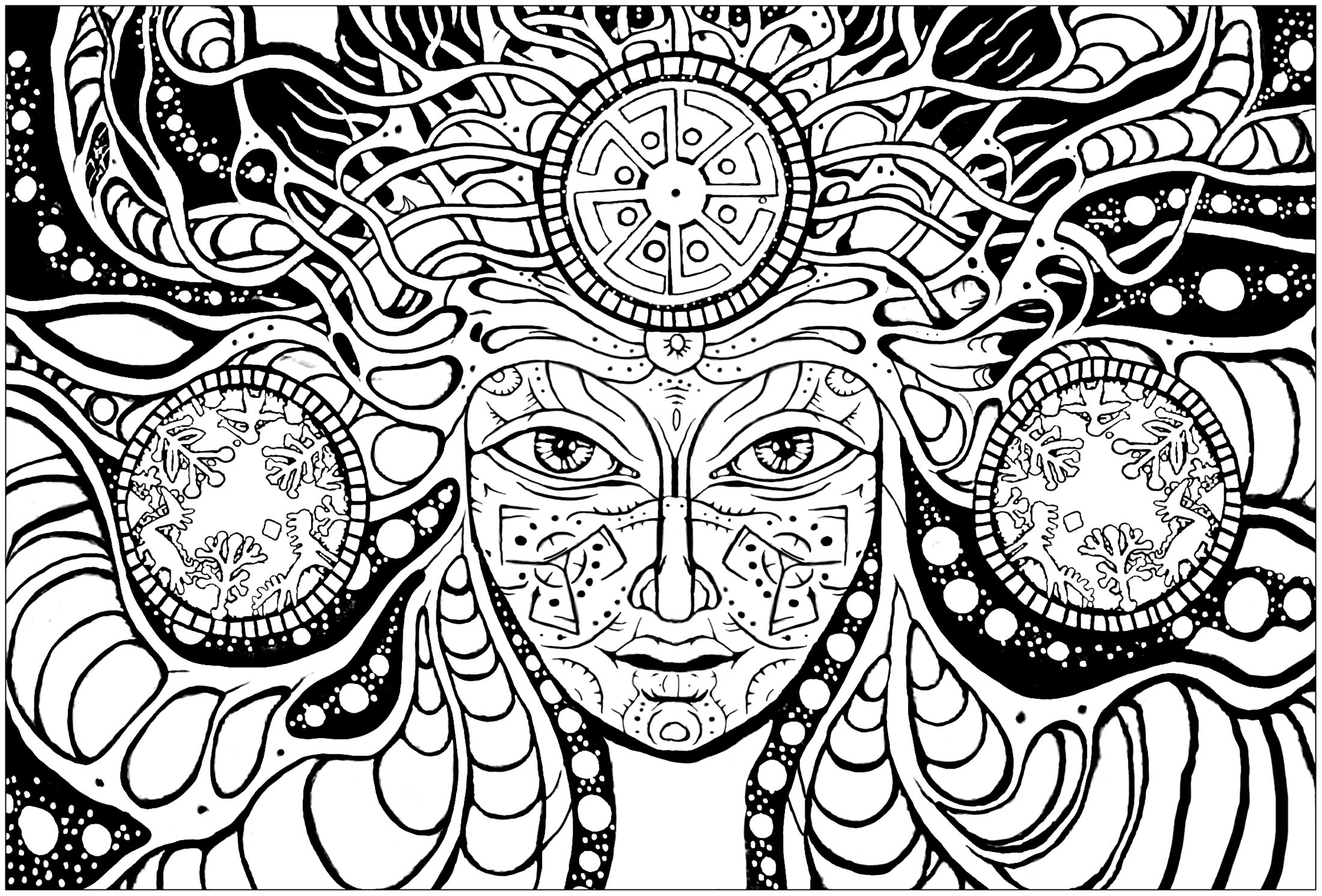 Psychedelic Woman Psychedelic Coloring Pages For Adults