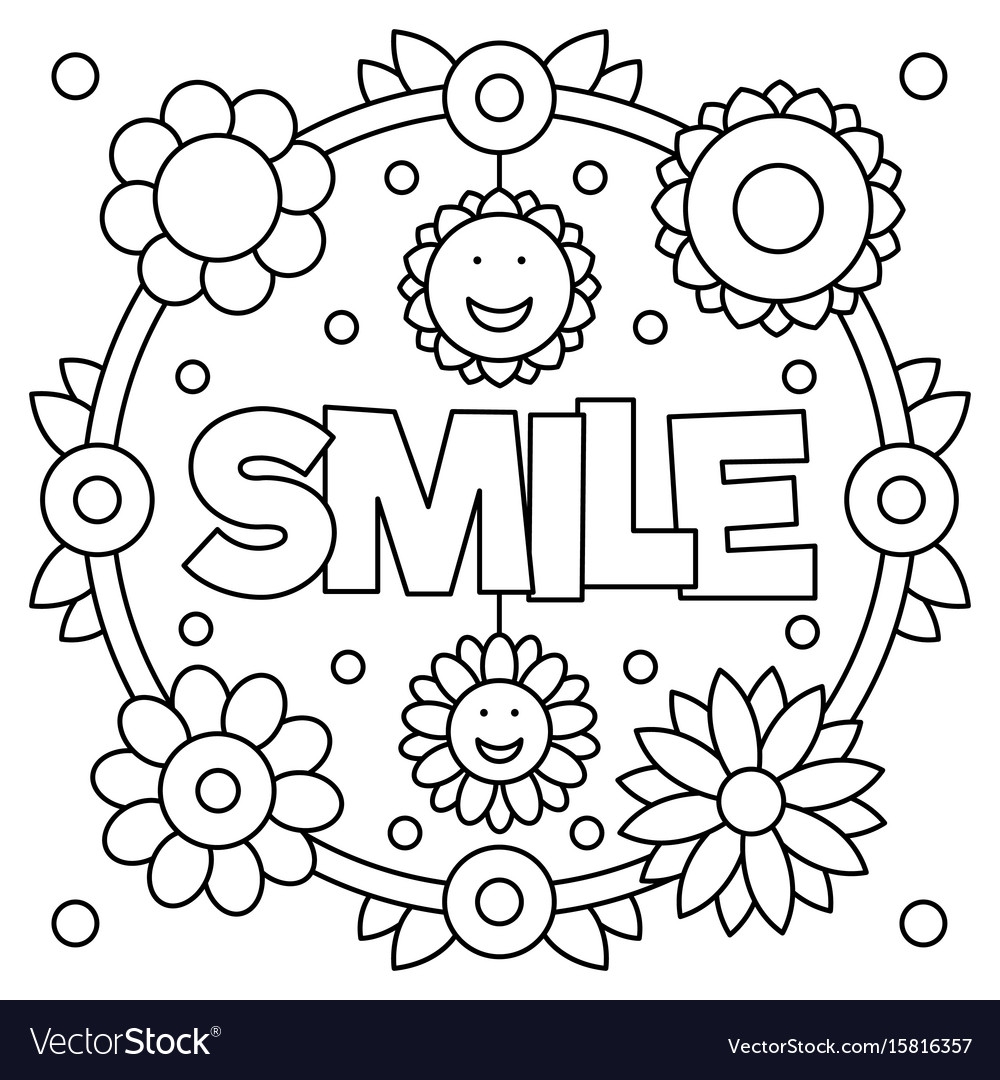 Smile Coloring Page Royalty Free Vector Image VectorStock