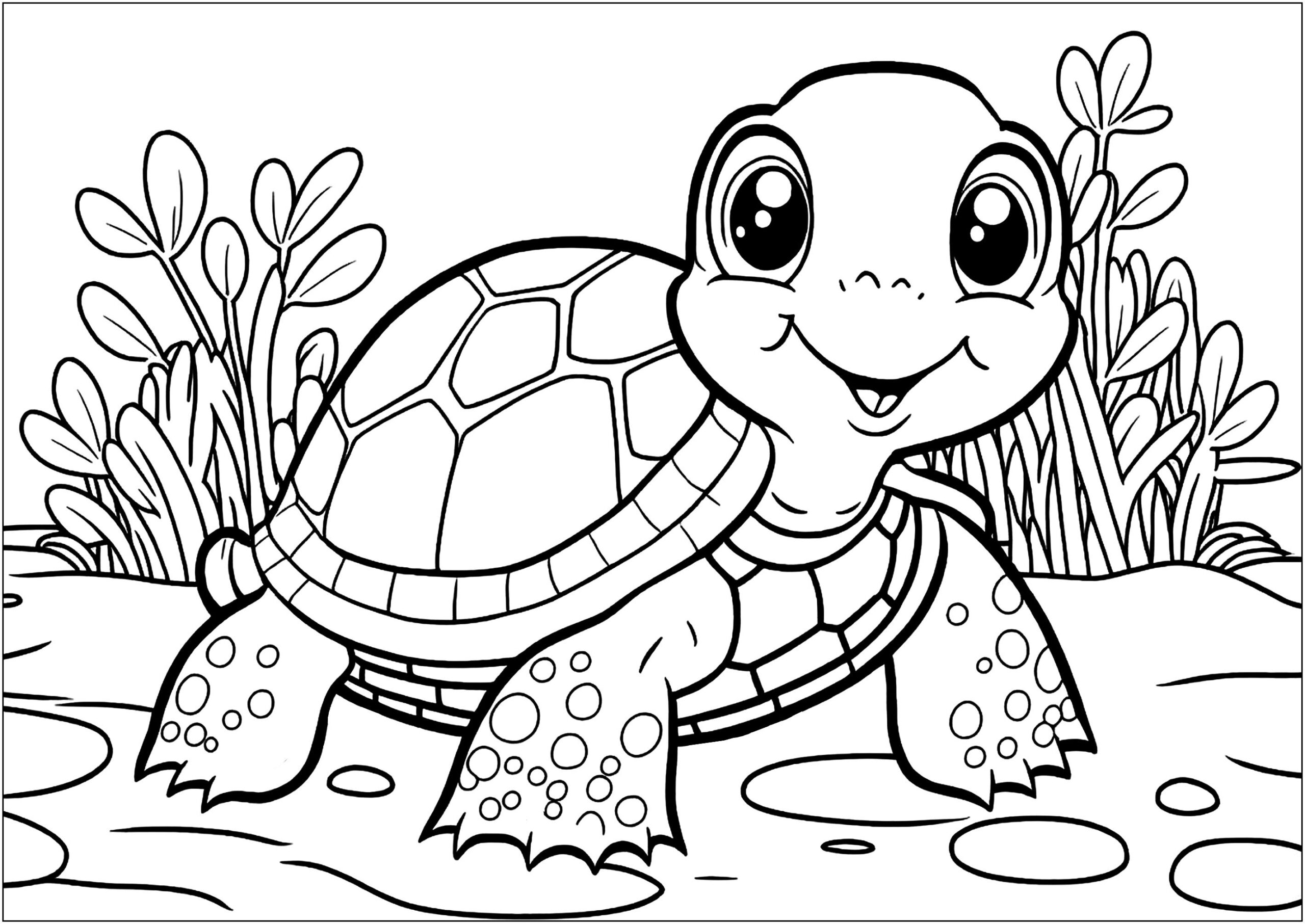 Smiling Turtle Turtle Coloring Pages For Kids